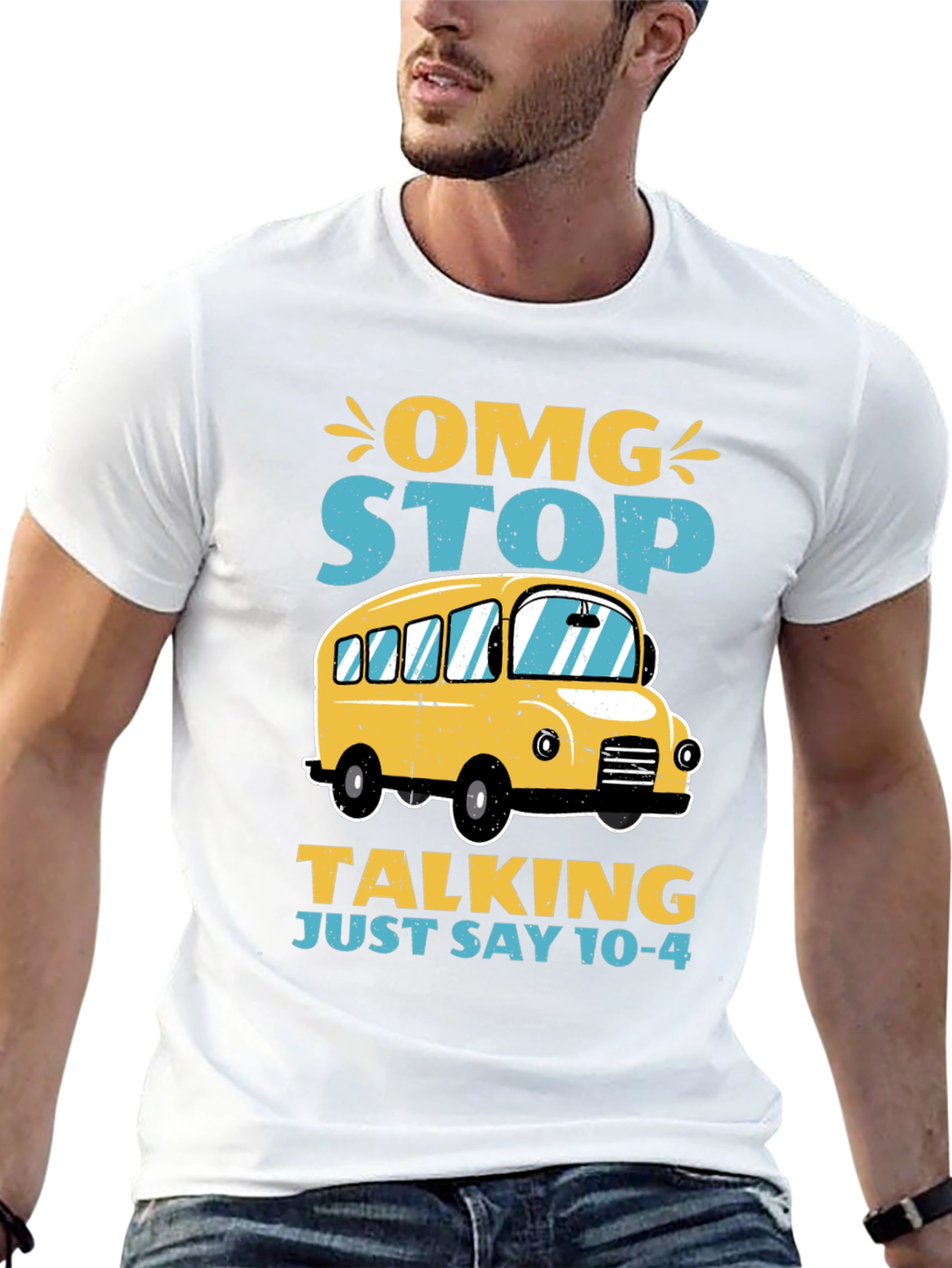 Black OMG Stop Talking School Bus T-Shirt view 13
