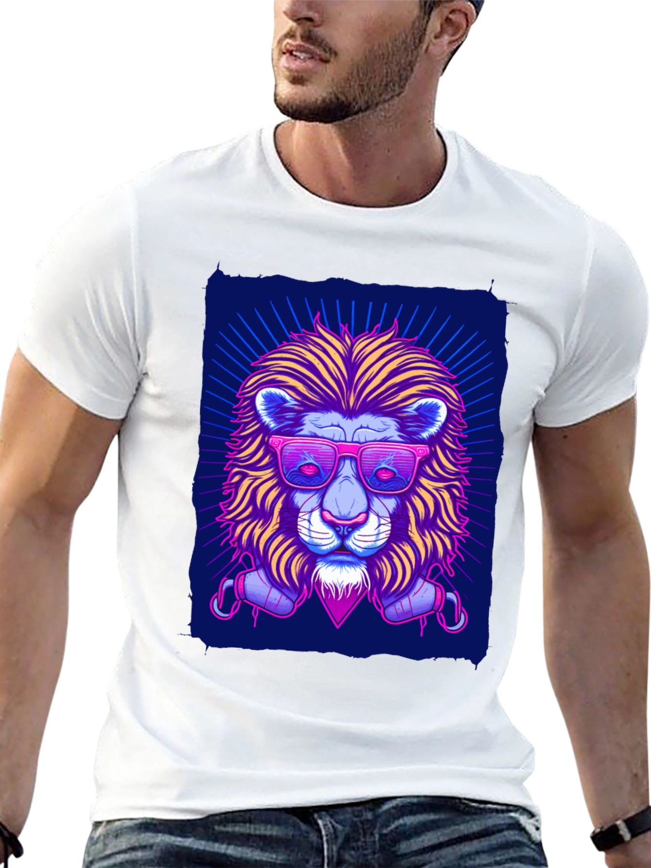 Neon Lion Graphic Tee - Cool, Stylish, Unique Design - 13