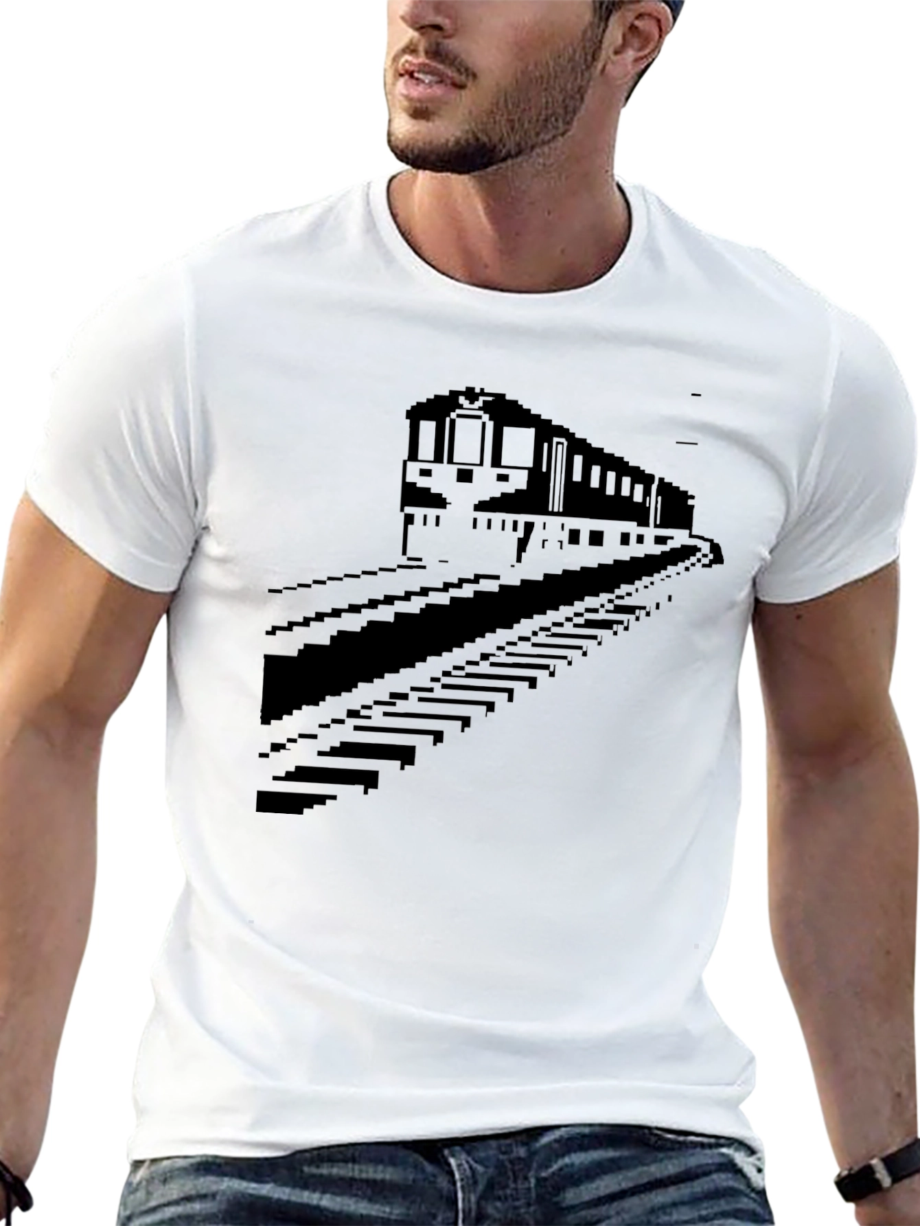 Black Pixel Train Graphic Tee - Classic Black T-Shirt view 13