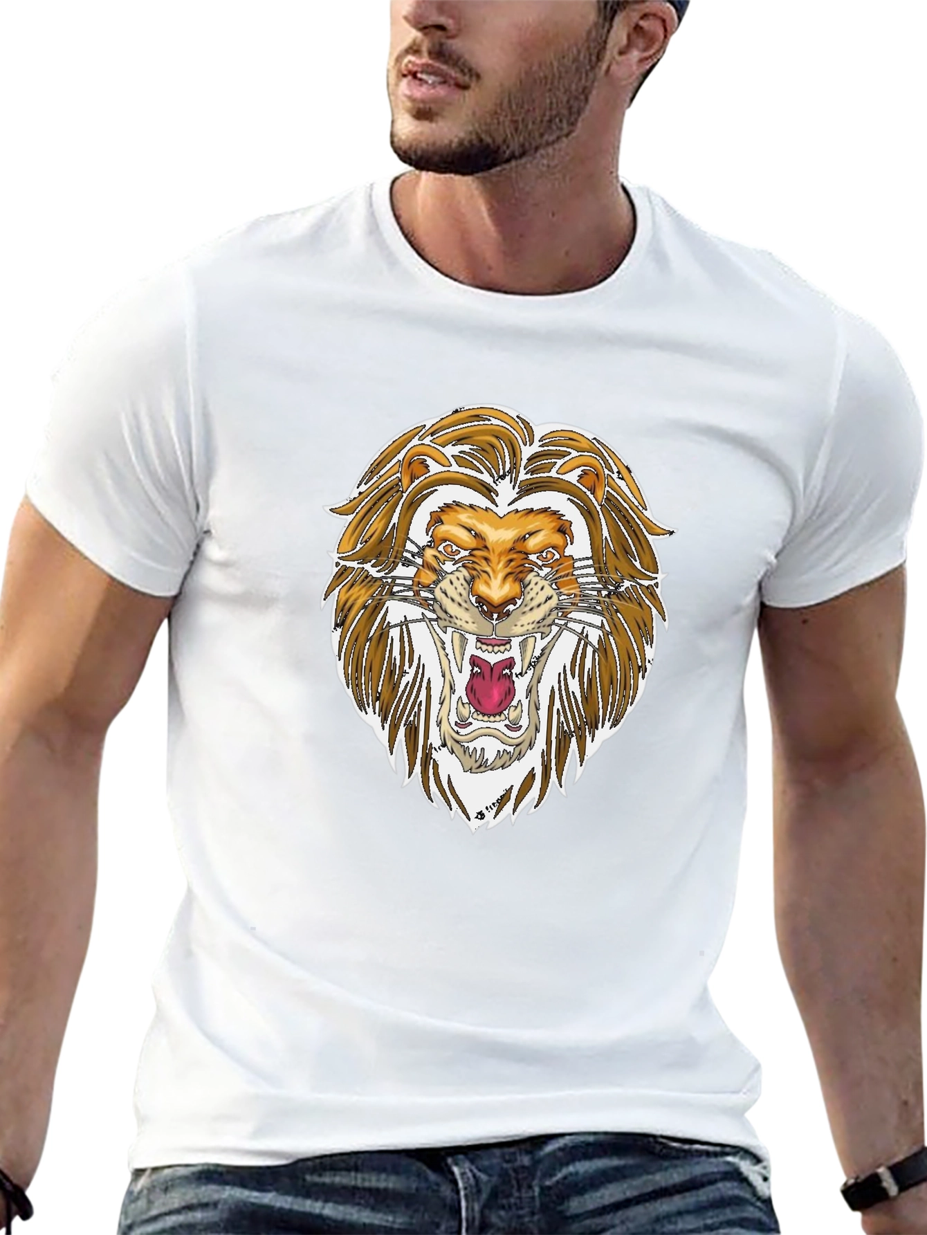 Black Lion Graphic Black T-Shirt | Bold Animal Print Tee view 13