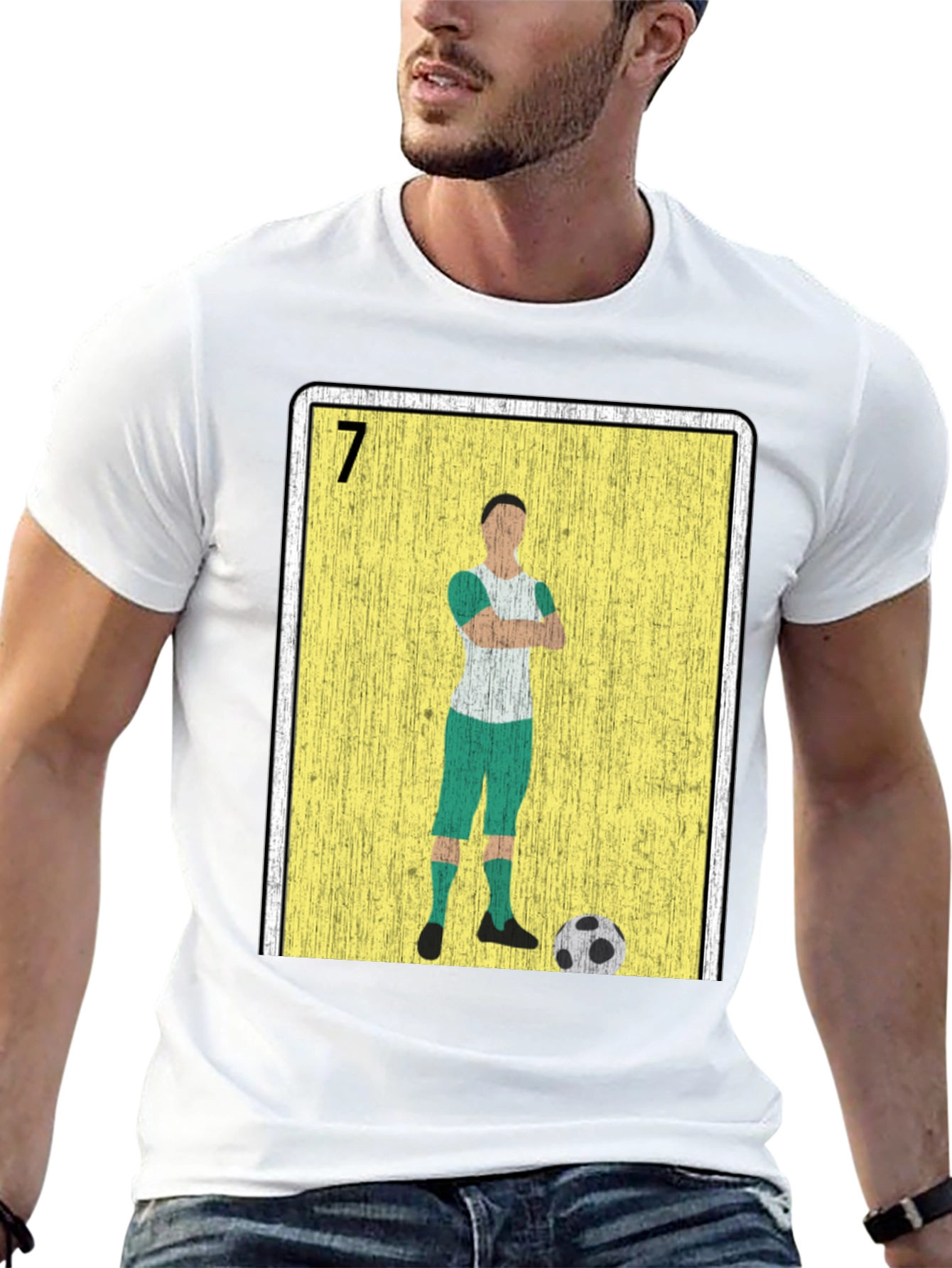 Black Soccer Player Loteria Card Graphic T-Shirt view 13