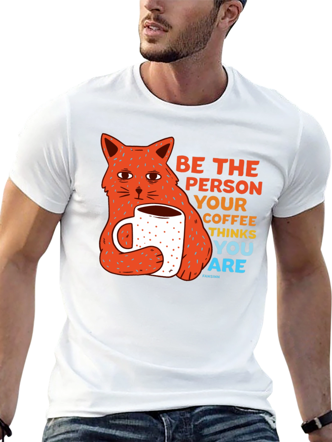 Black Be The Person Your Coffee Thinks You Are Cat T-Shirt view 13