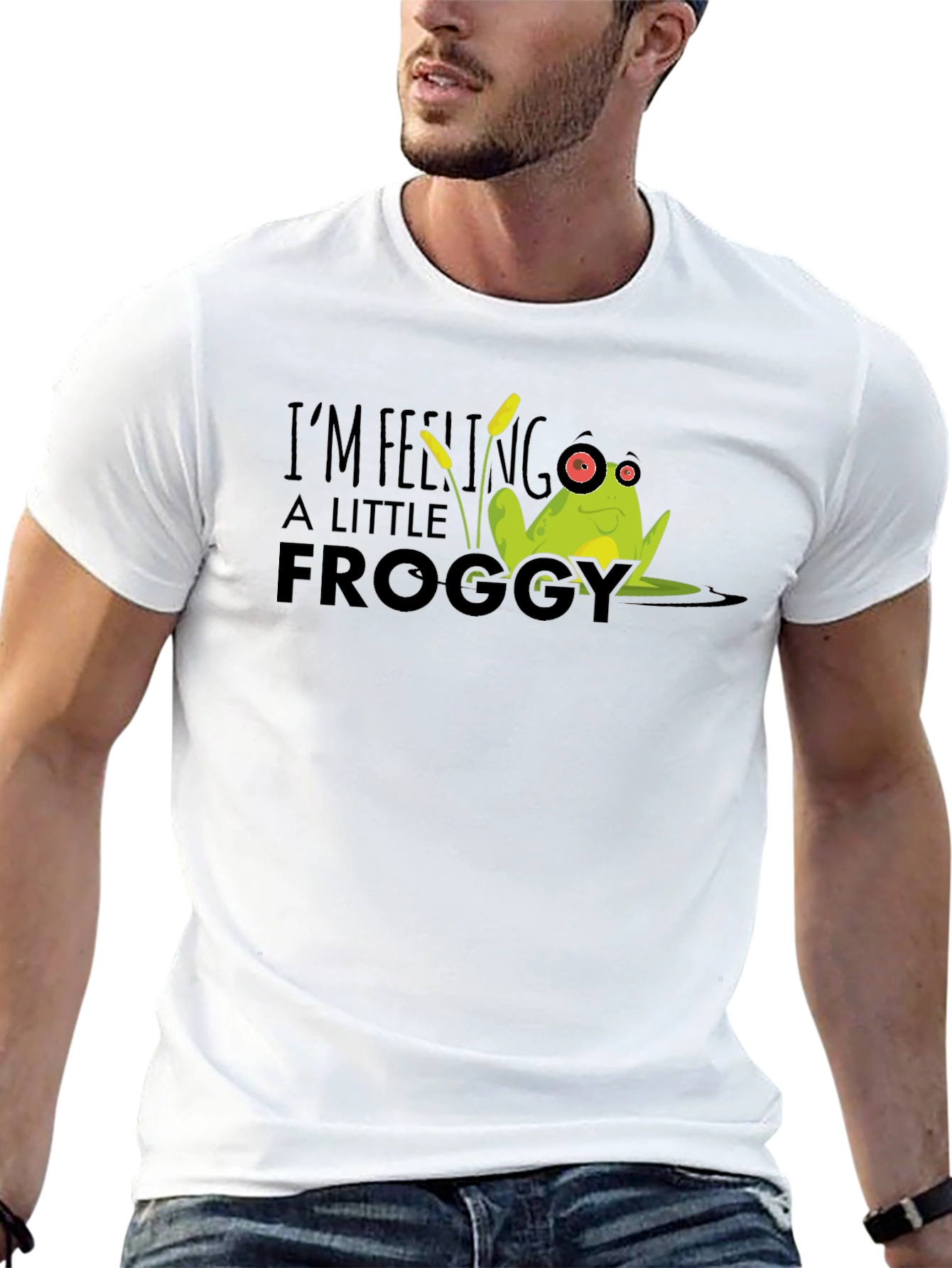 Black Feeling Froggy T-Shirt - Funny Graphic Tee view 13