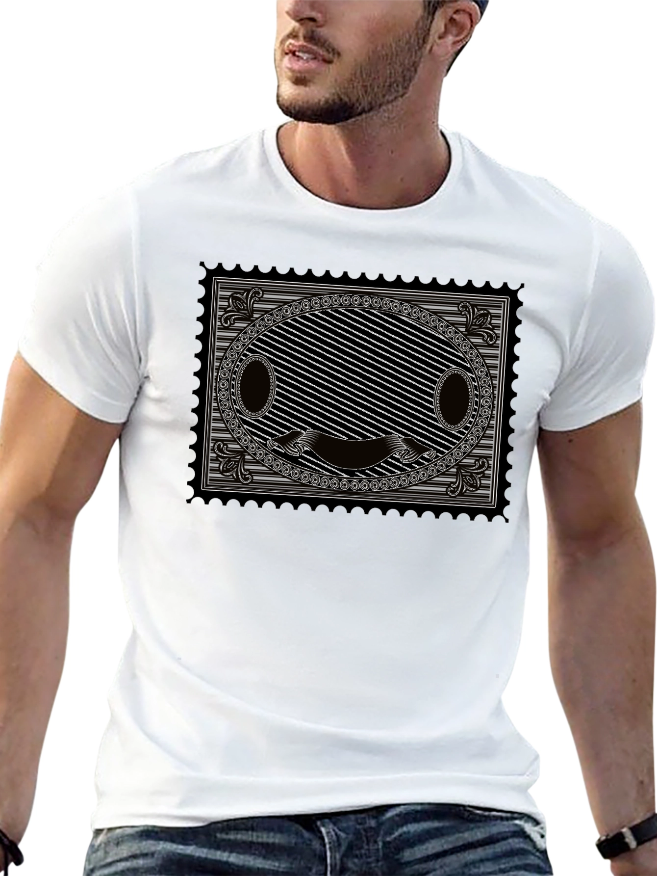 Black Novelty Stamp Style Graphic Tee view 13