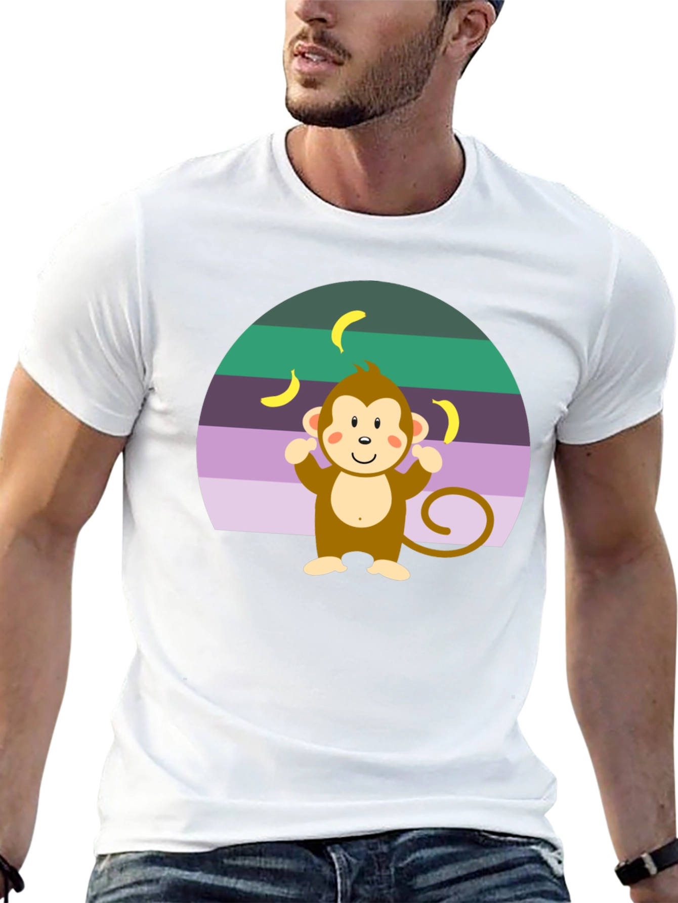 Black Monkey Banana T-Shirt Funny Cartoon view 13