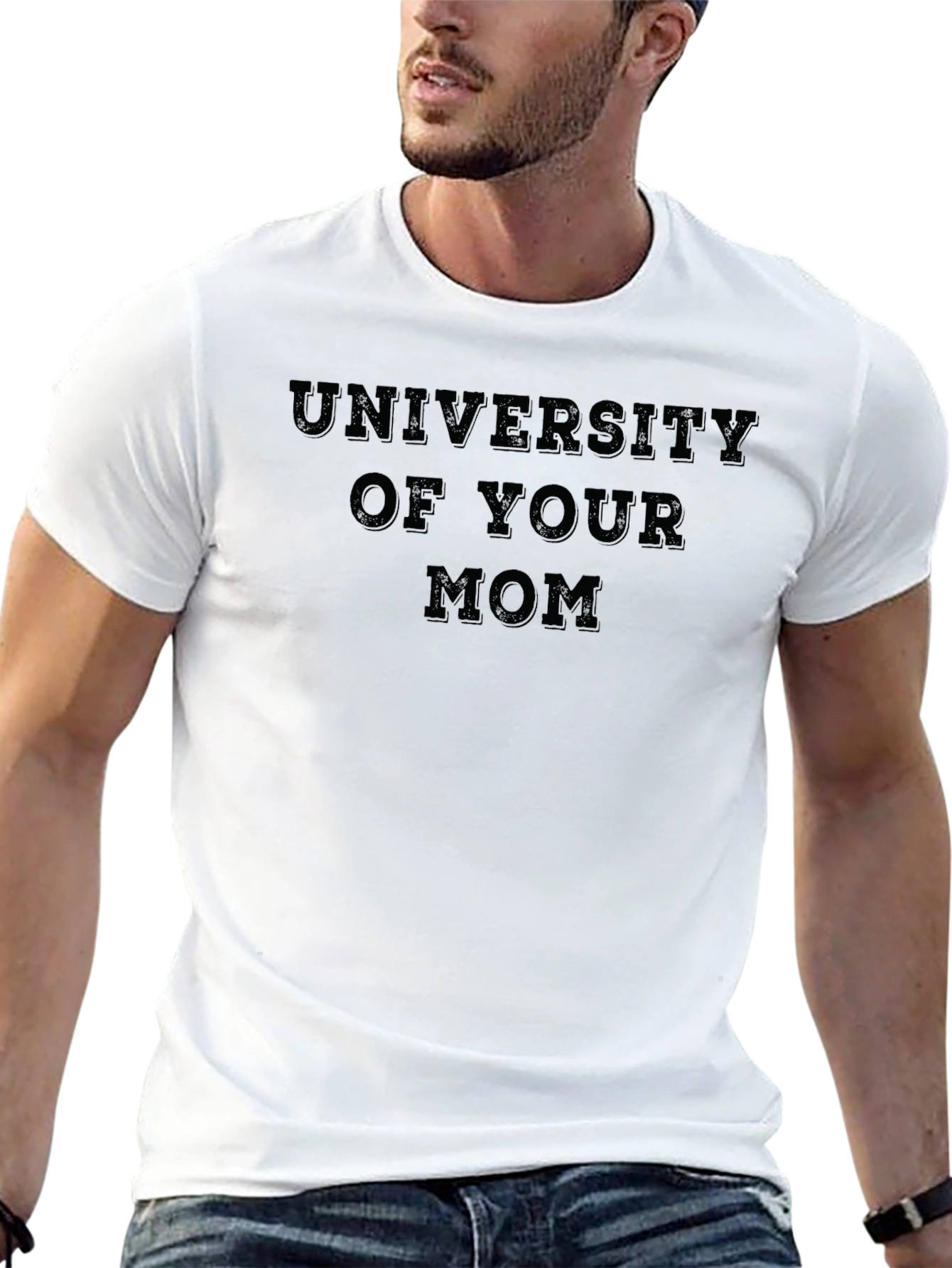 Black University of Your Mom Black T-Shirt view 13