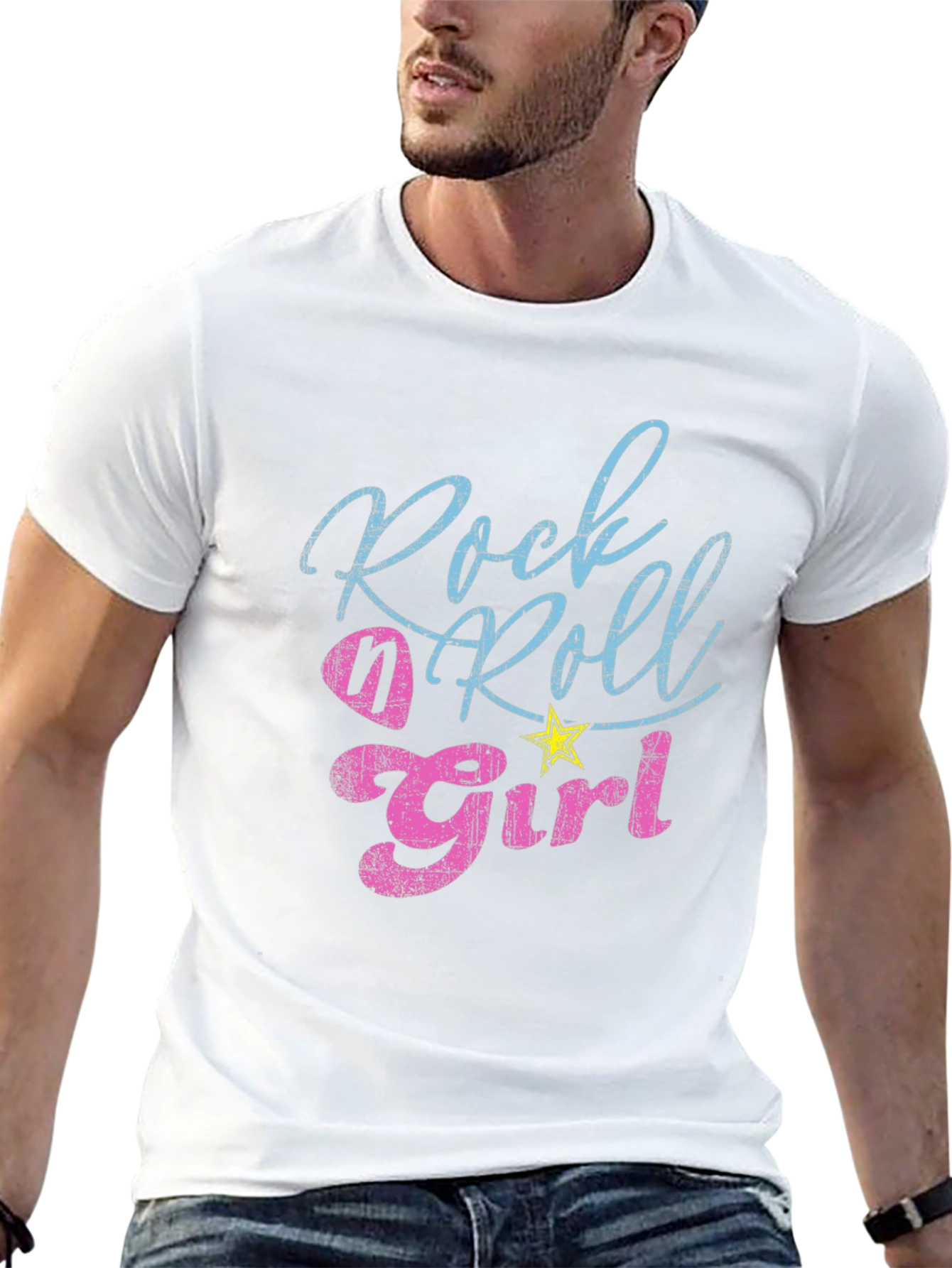 Black Rock n Roll Girl Tee - Distressed Graphic T-Shirt view 13