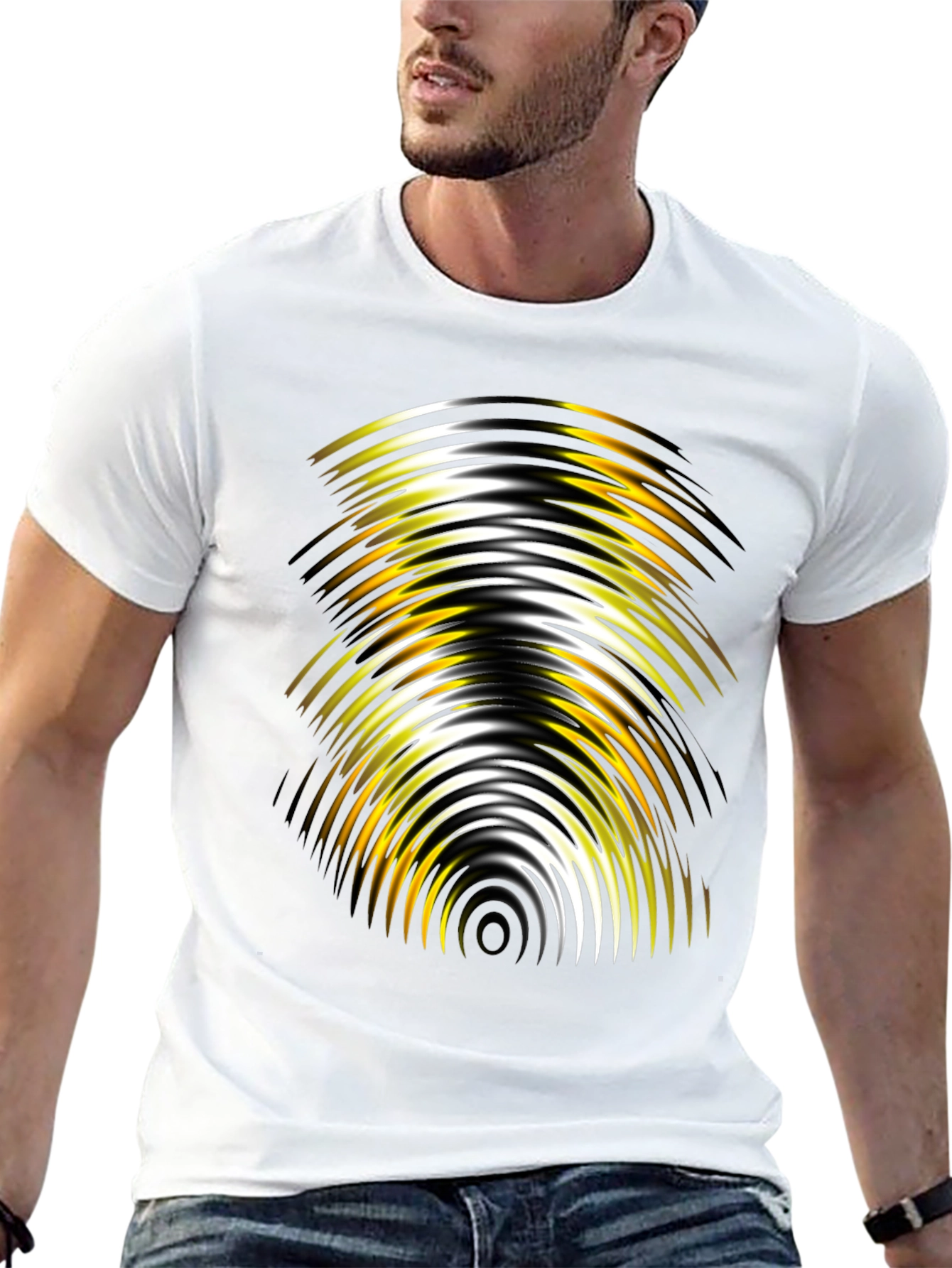 Black Abstract Graphic Print Men's Black T-Shirt view 13