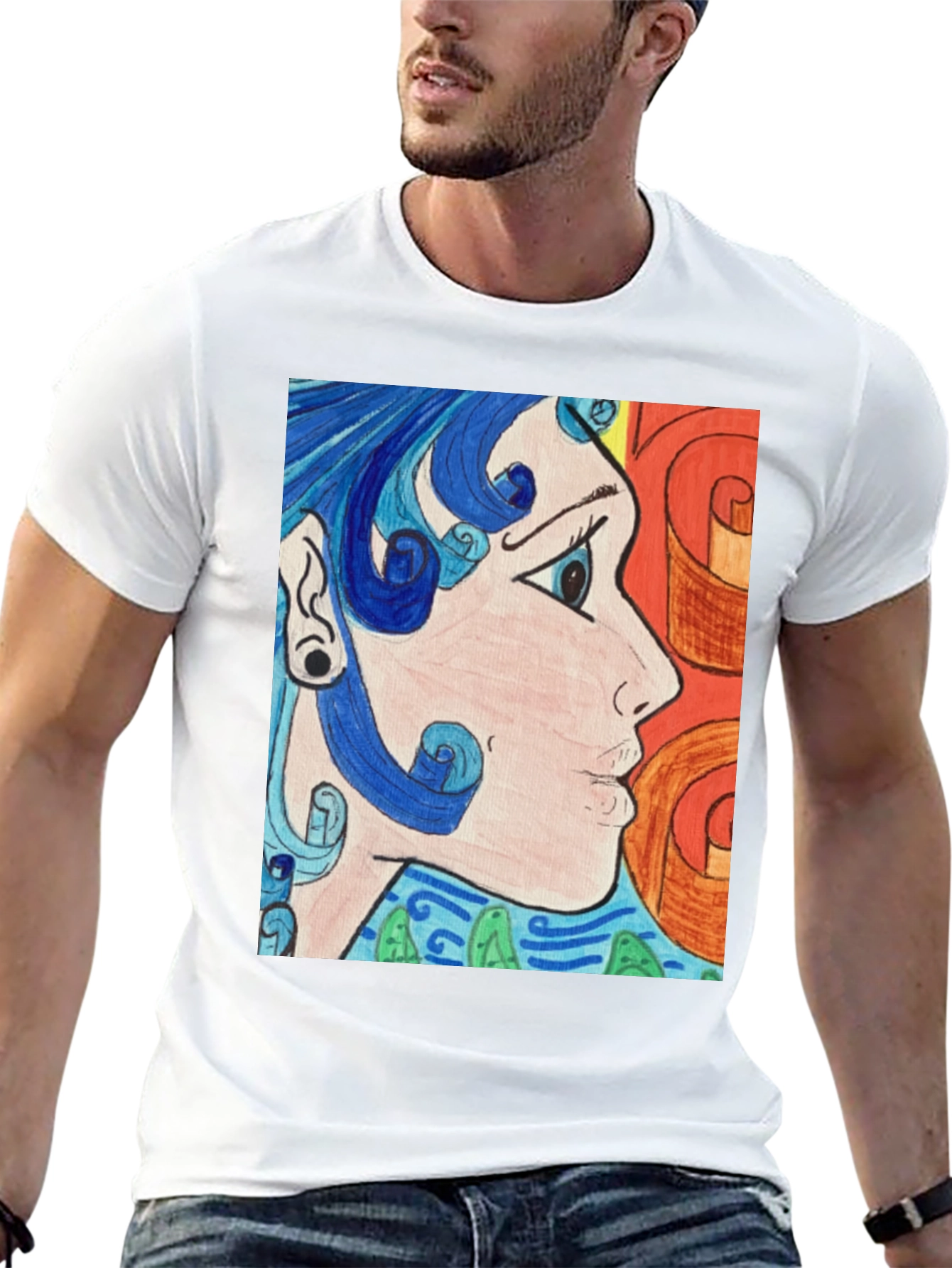 Black Abstract Art Graphic Tee - Black Unisex Shirt view 13