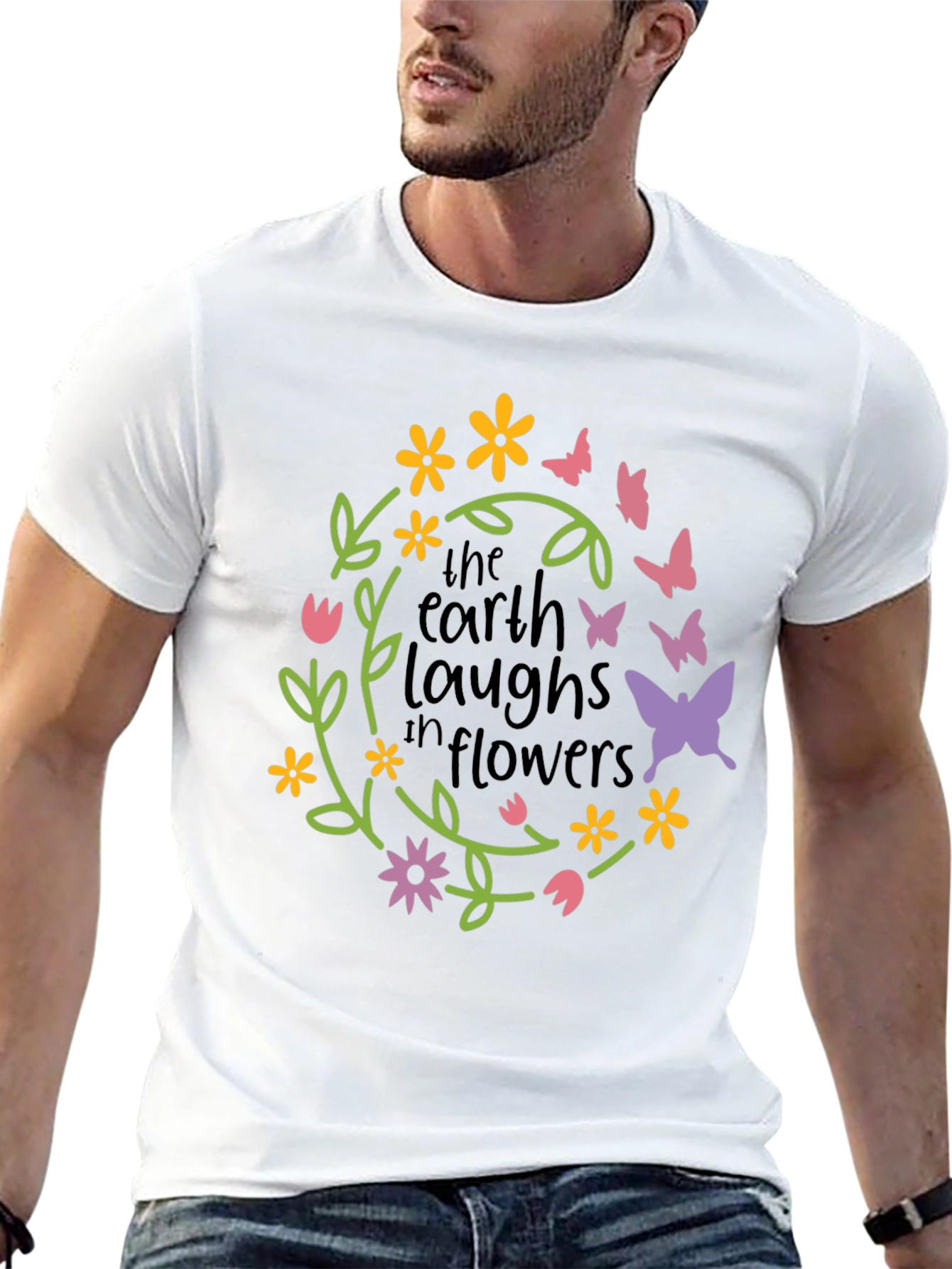 Black Earth Laughs in Flowers Graphic Tee view 13