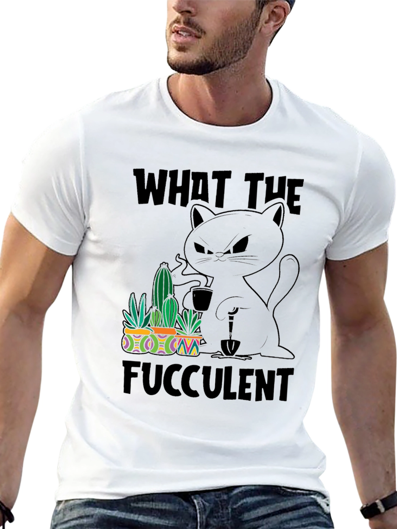 Black What the Fucculent T-Shirt view 13