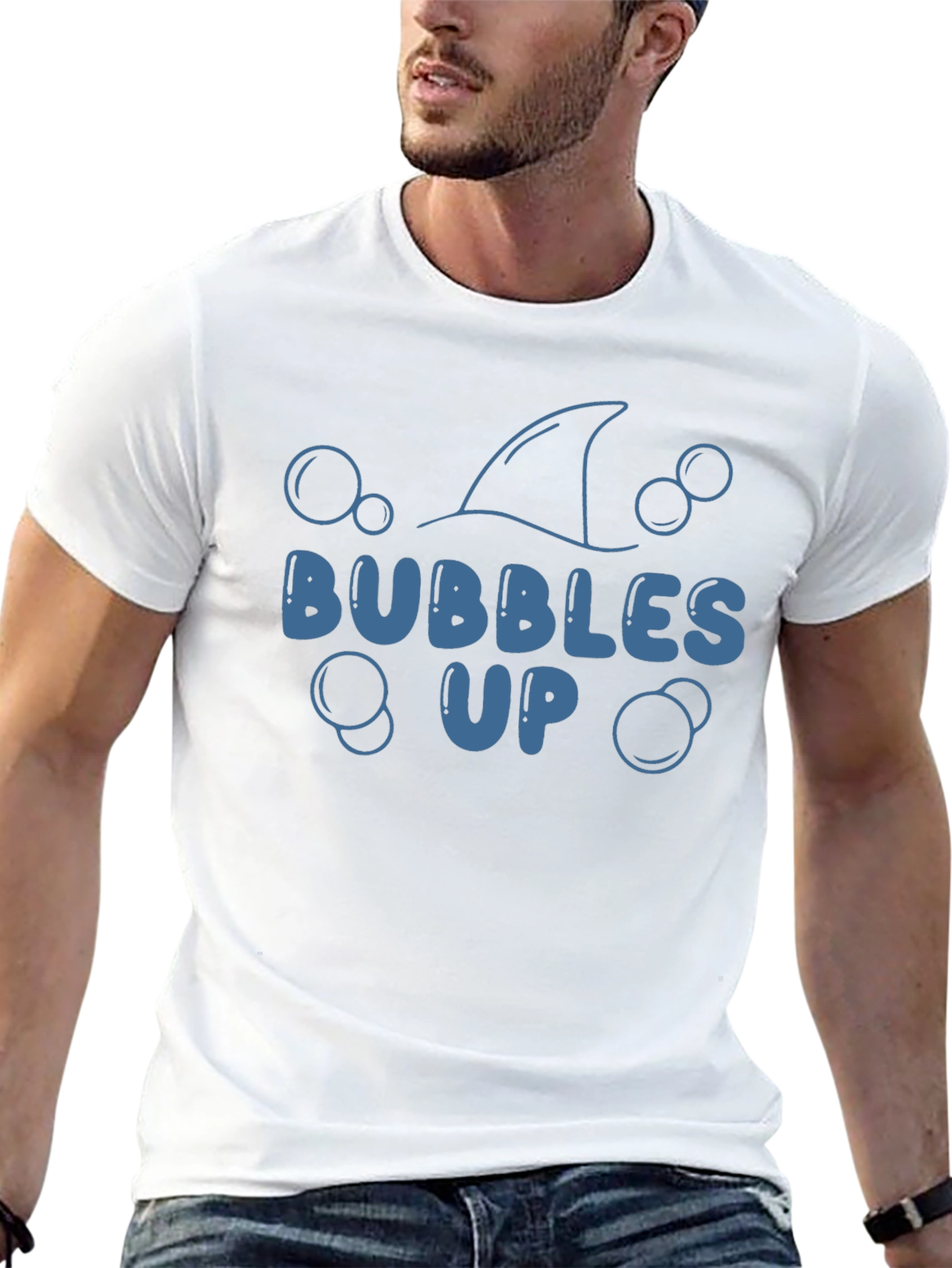 Black Bubbles Up T-Shirt - Shark Fin Design view 13