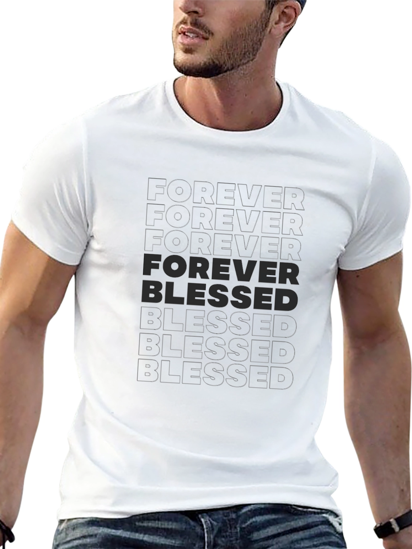 Black Forever Blessed Black Graphic T-Shirt view 13