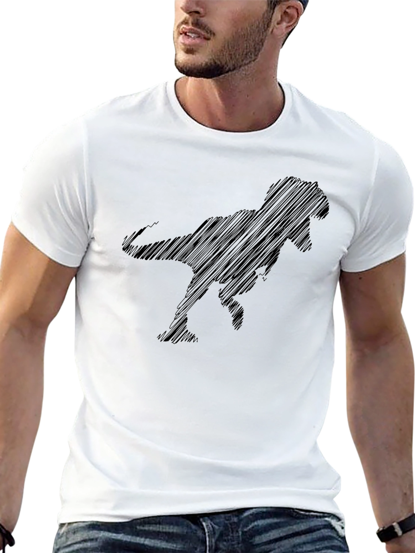 Black Men's Black T-Rex Graphic Tee - Casual Style view 13