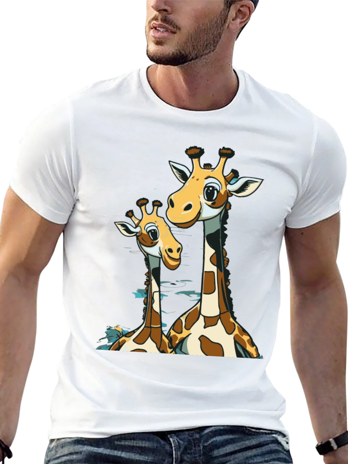 Black Giraffe Lover Black T-Shirt view 13