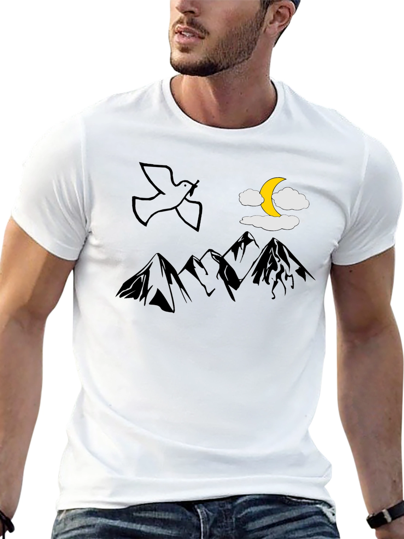 Black Peaceful Night Mountain T-Shirt view 13