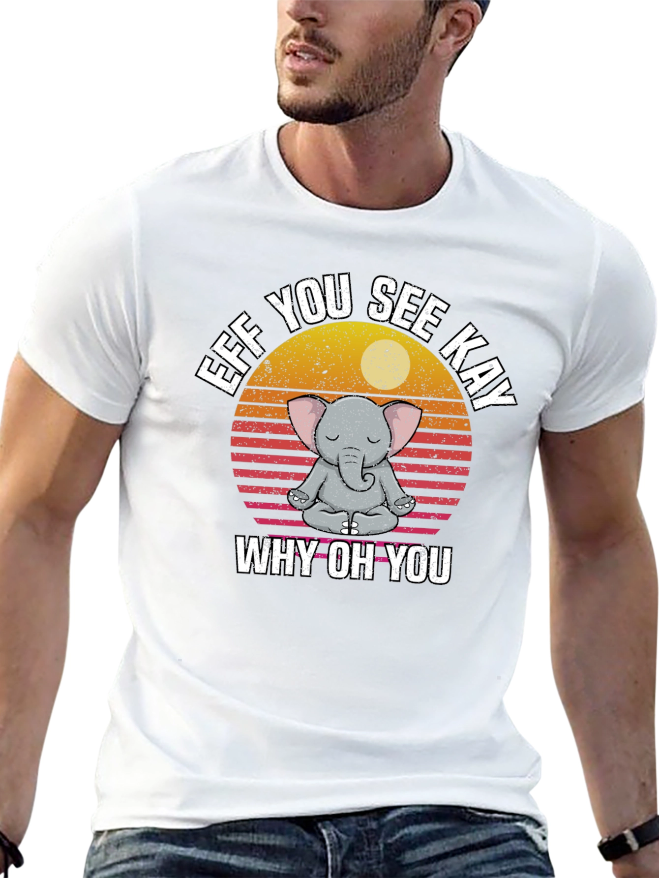 Black Eff You See Kay Why Oh You Yoga Elephant T-Shirt view 13