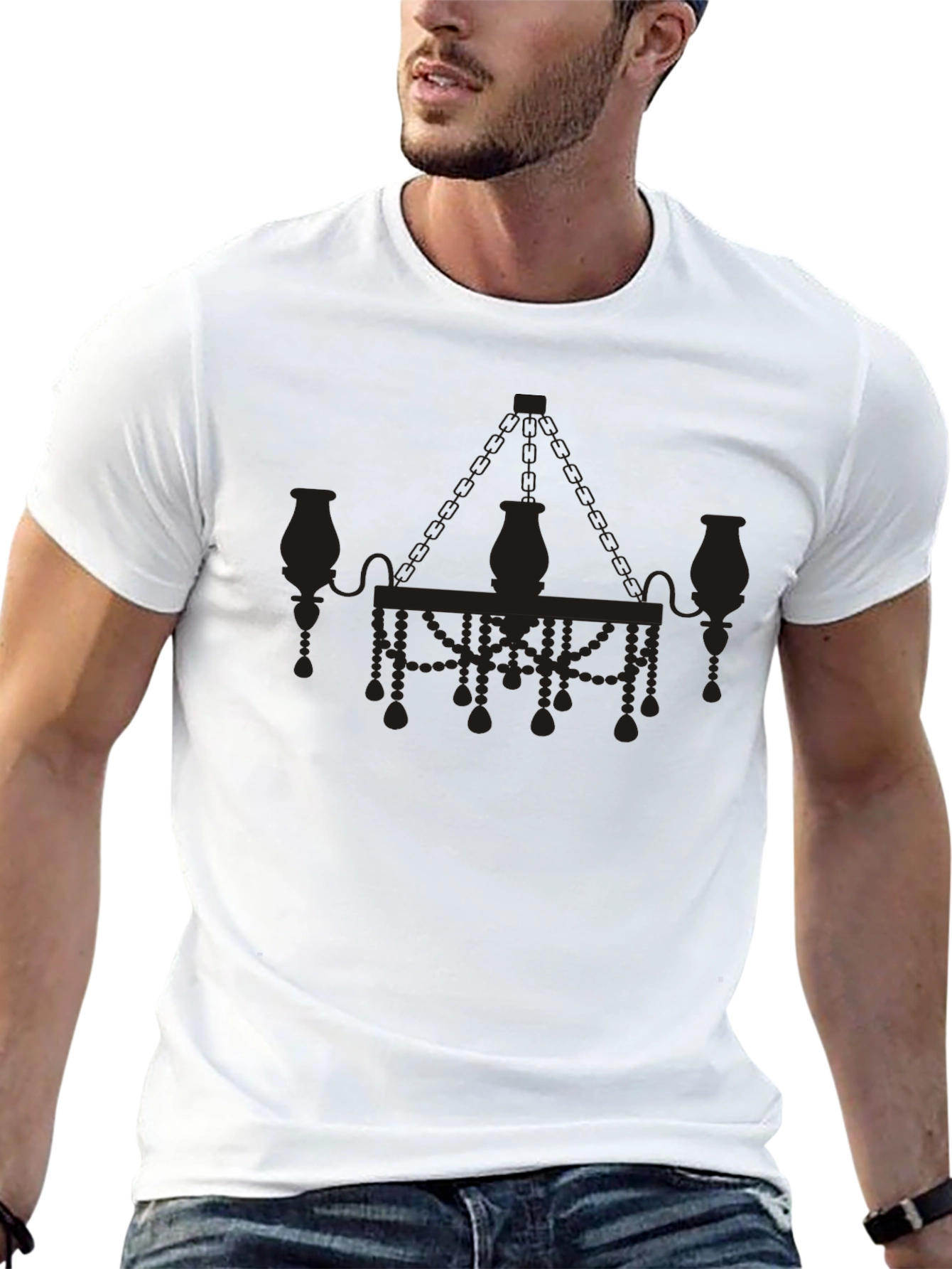 Black Elegant Chandelier Graphic T-Shirt - Black view 13