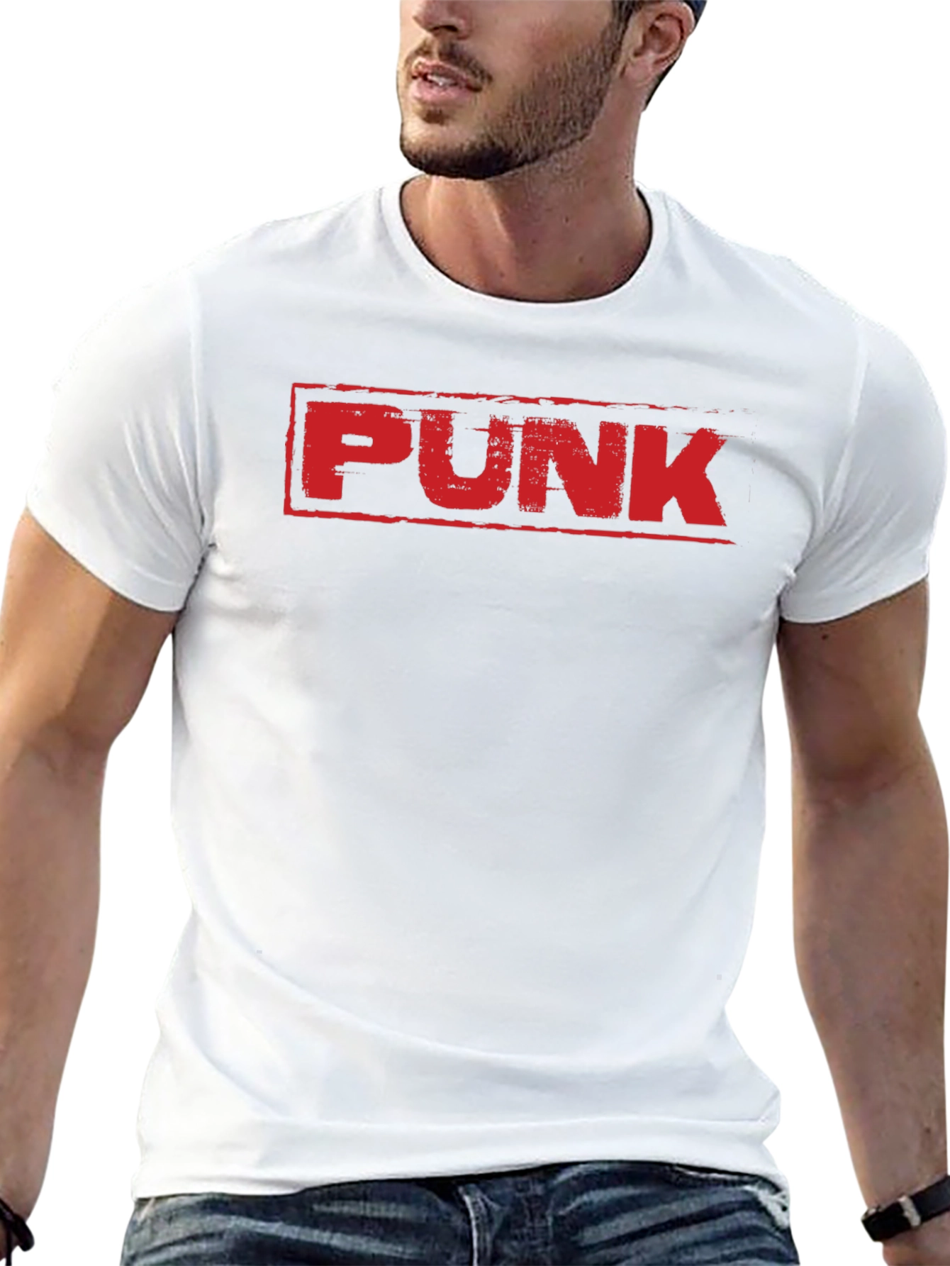 Punk Graphic T-Shirt - Bold Red Print on Black - 13
