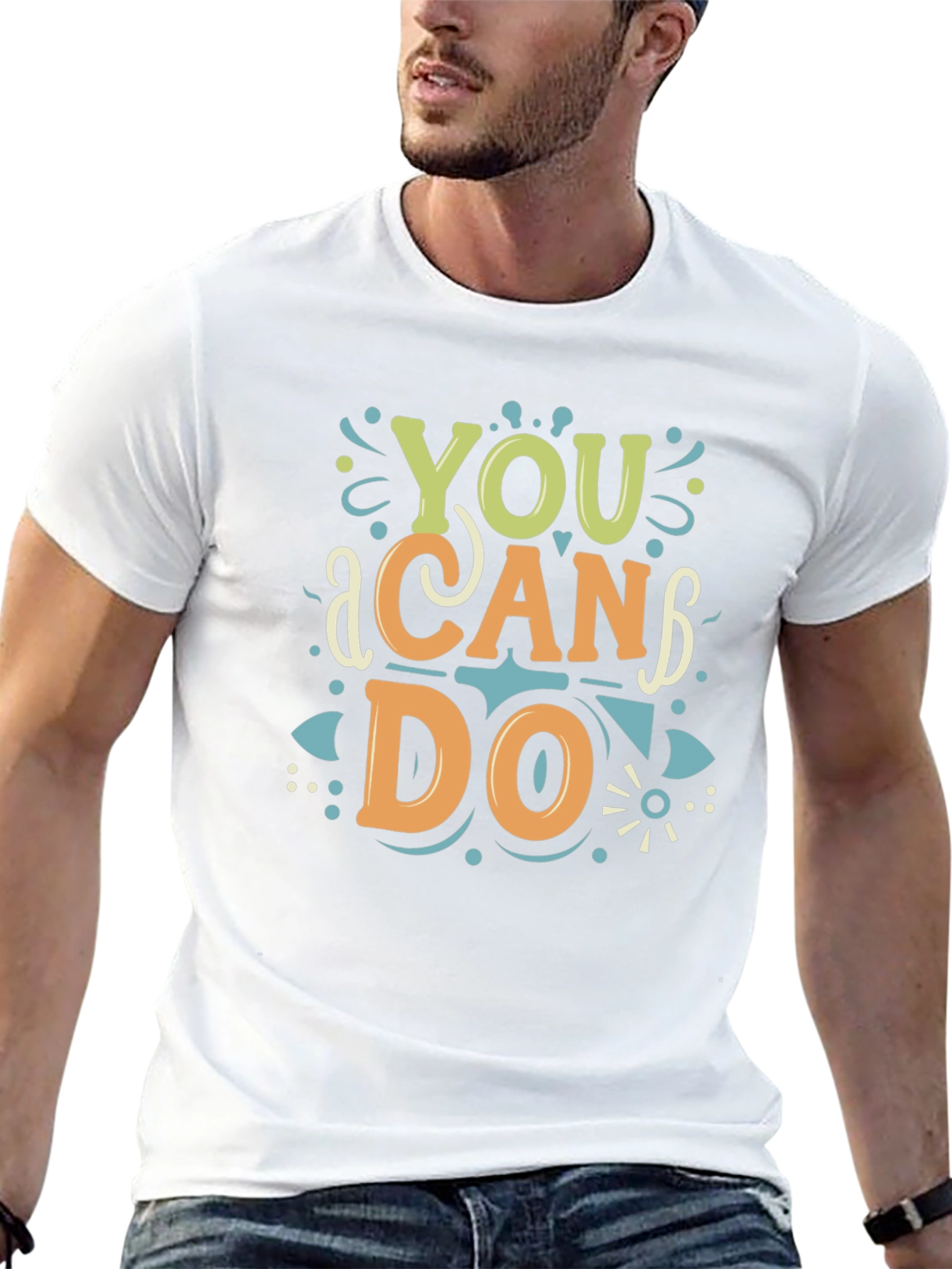 Black You Can Do It Graphic Tee - Black Short Sleeve Cotton T-Shirt view 13
