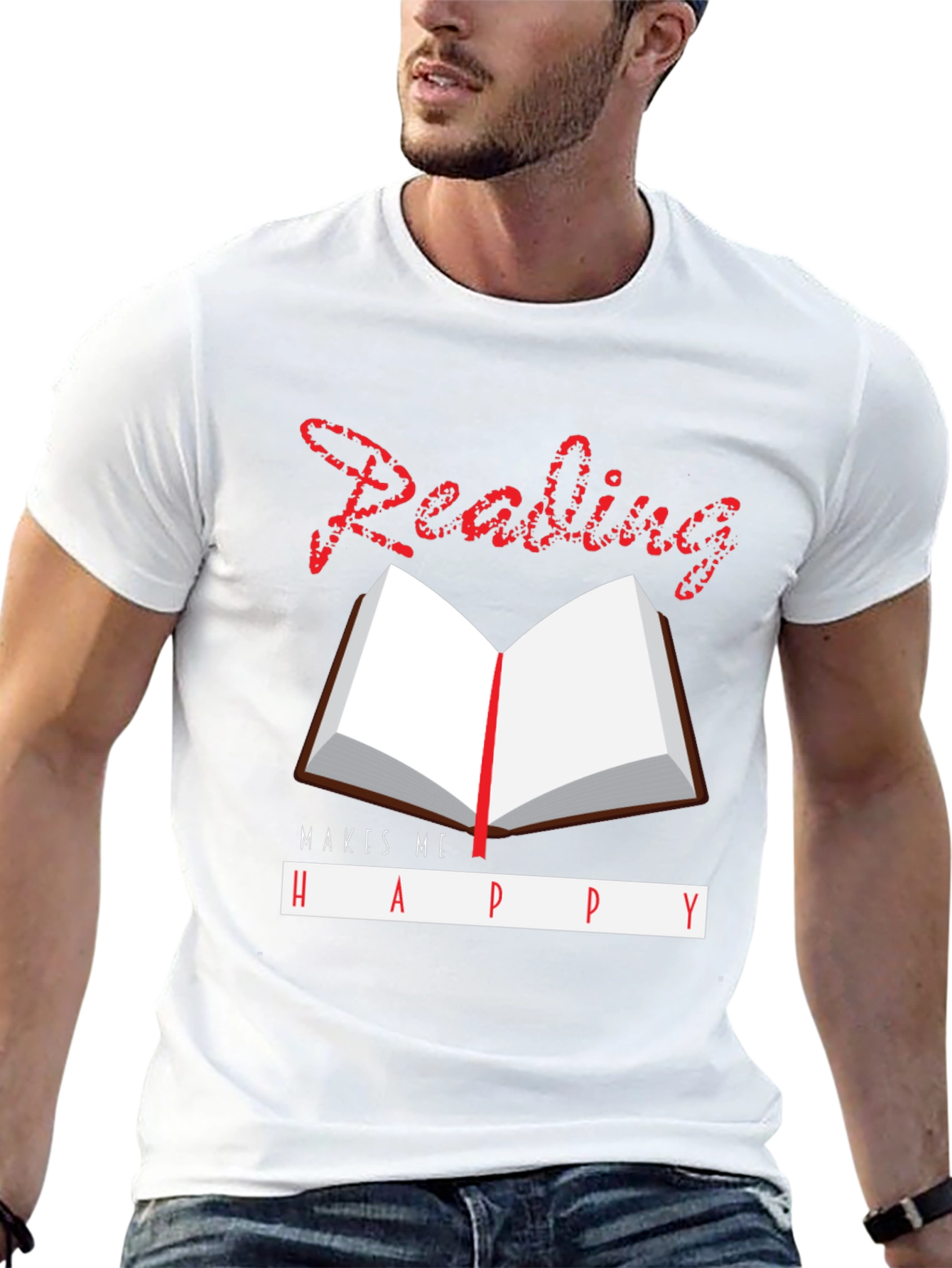 Black Reading Makes Me Happy Graphic T-Shirt view 13