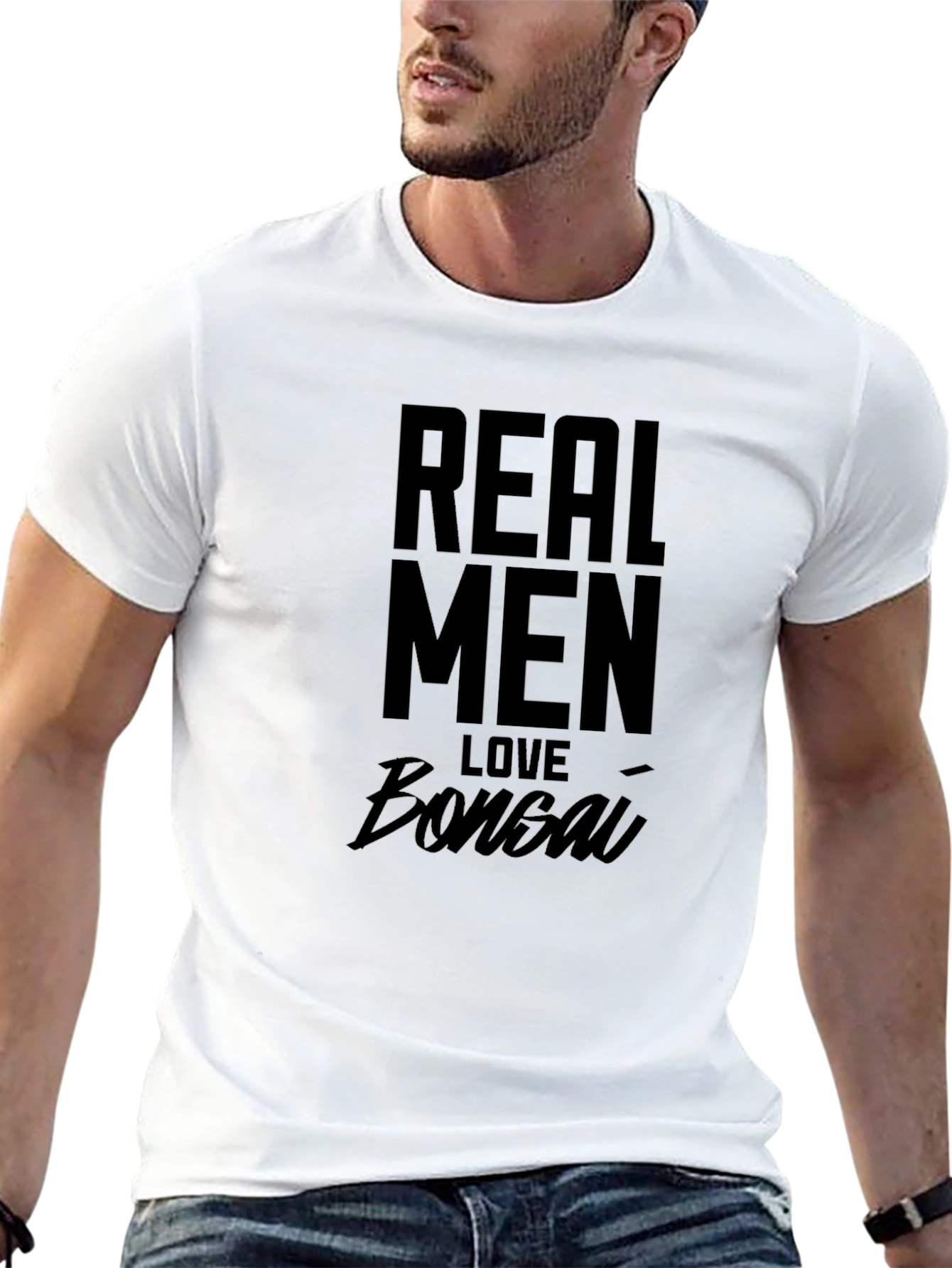 Black Real Men Love Bonsai Black T-Shirt view 13