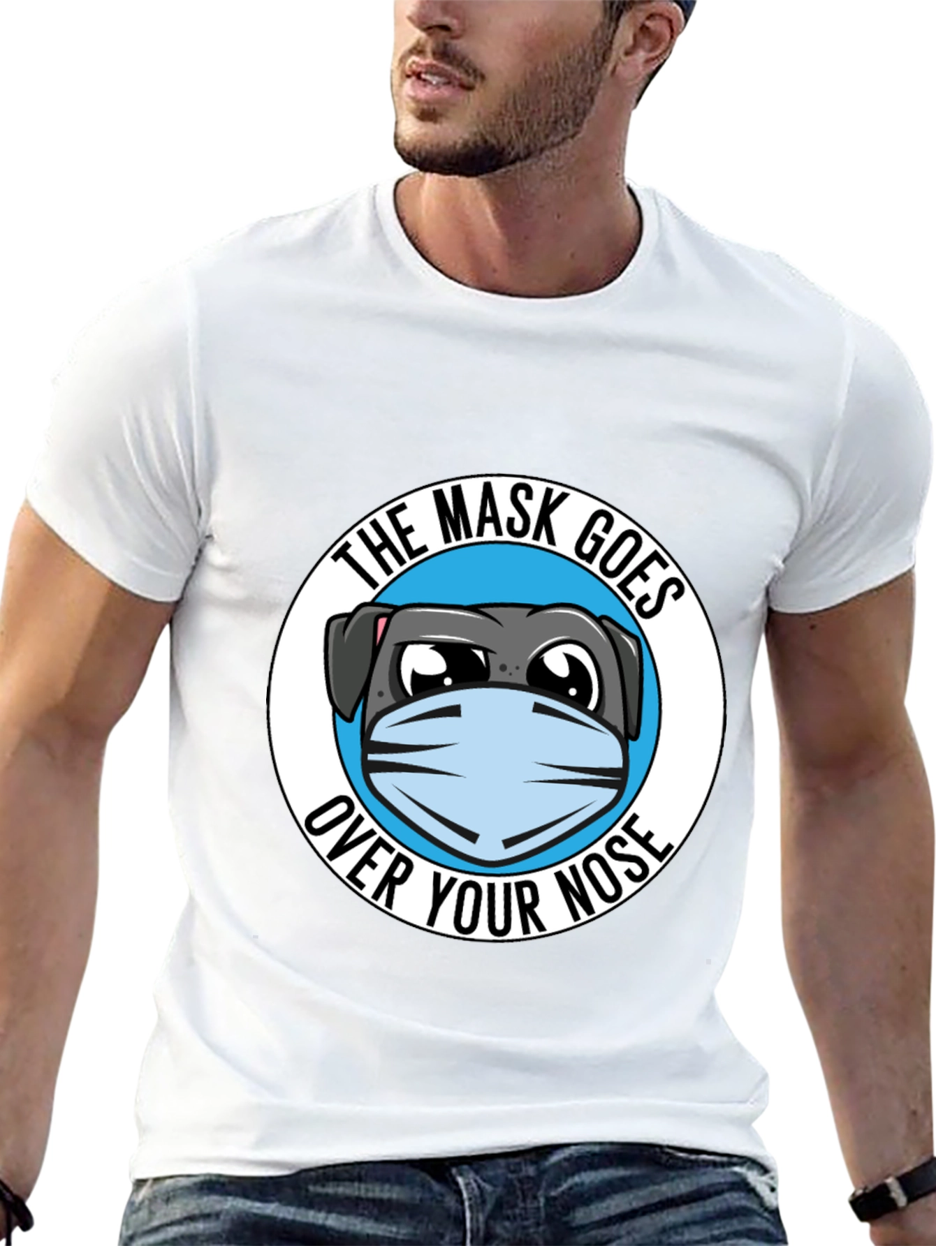 Black The Mask Goes Over Your Nose T-Shirt view 13