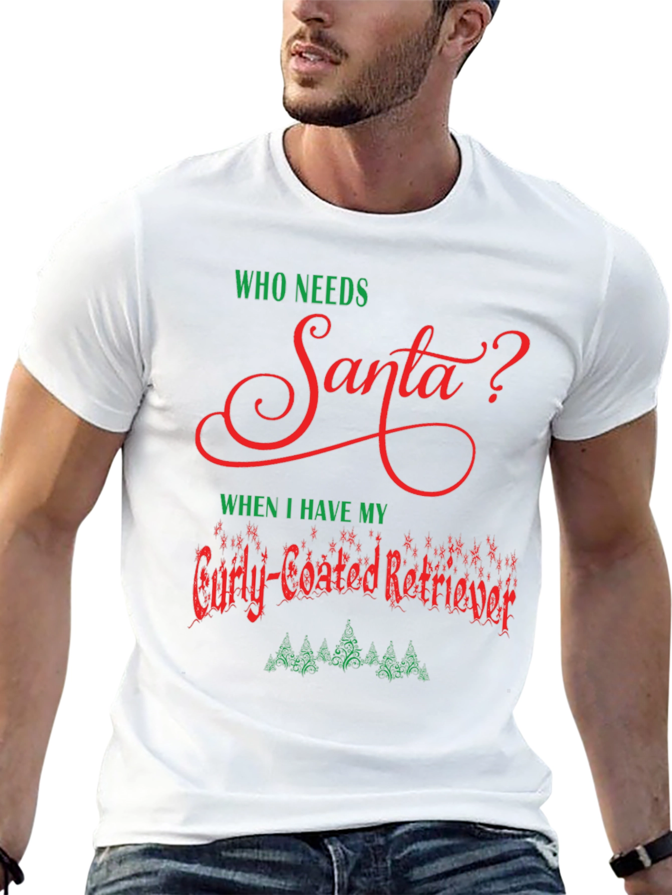 Black Who Needs Santa Curly-Coated Retriever T-Shirt view 13