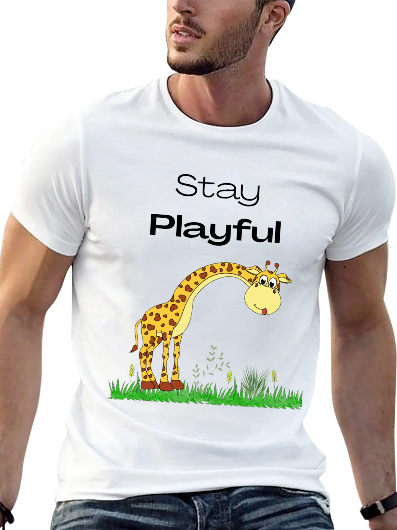 Black Stay Playful Giraffe Graphic Tee view 13