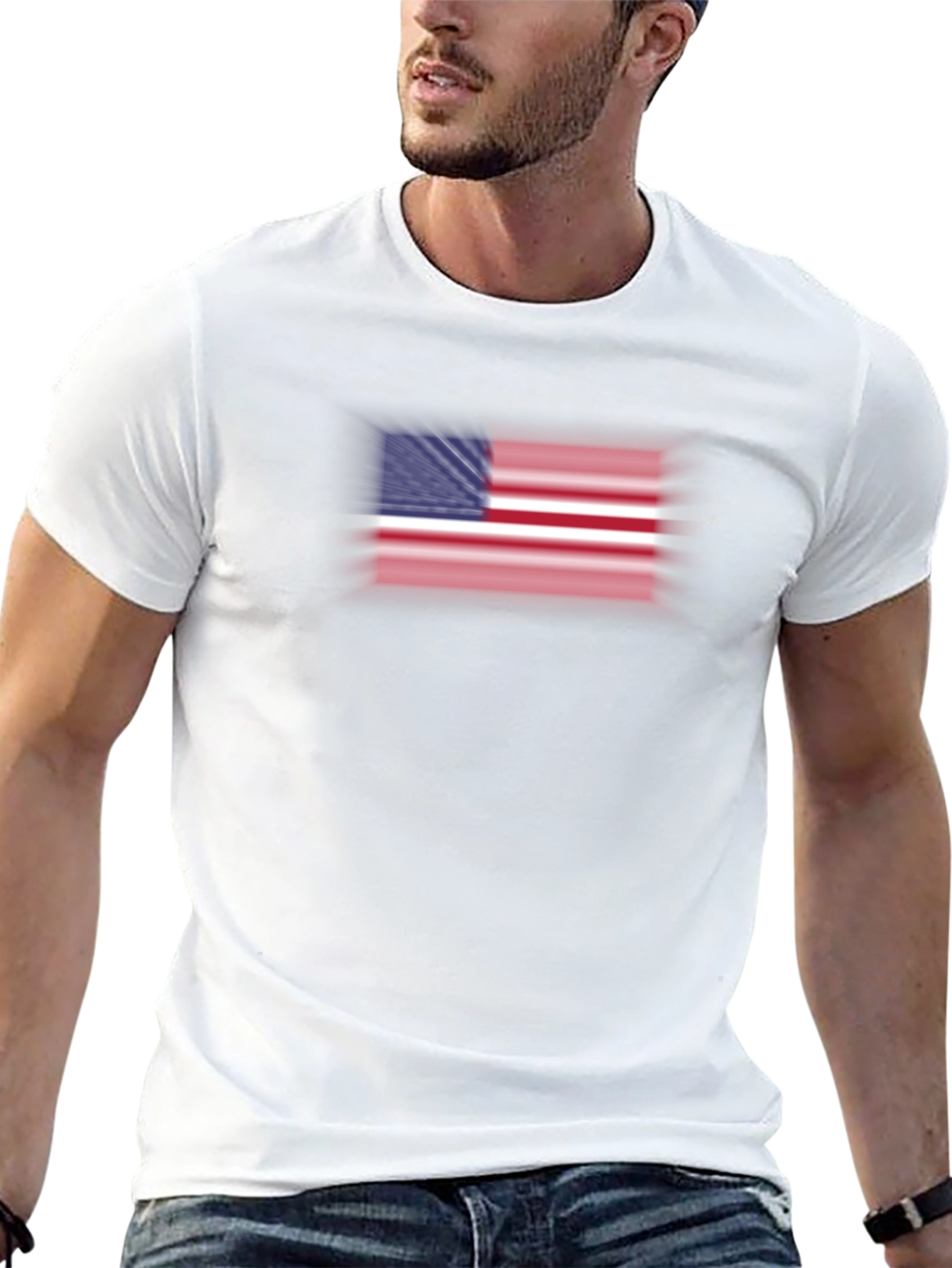 Black American Flag Graphic Print Black T-Shirt view 13