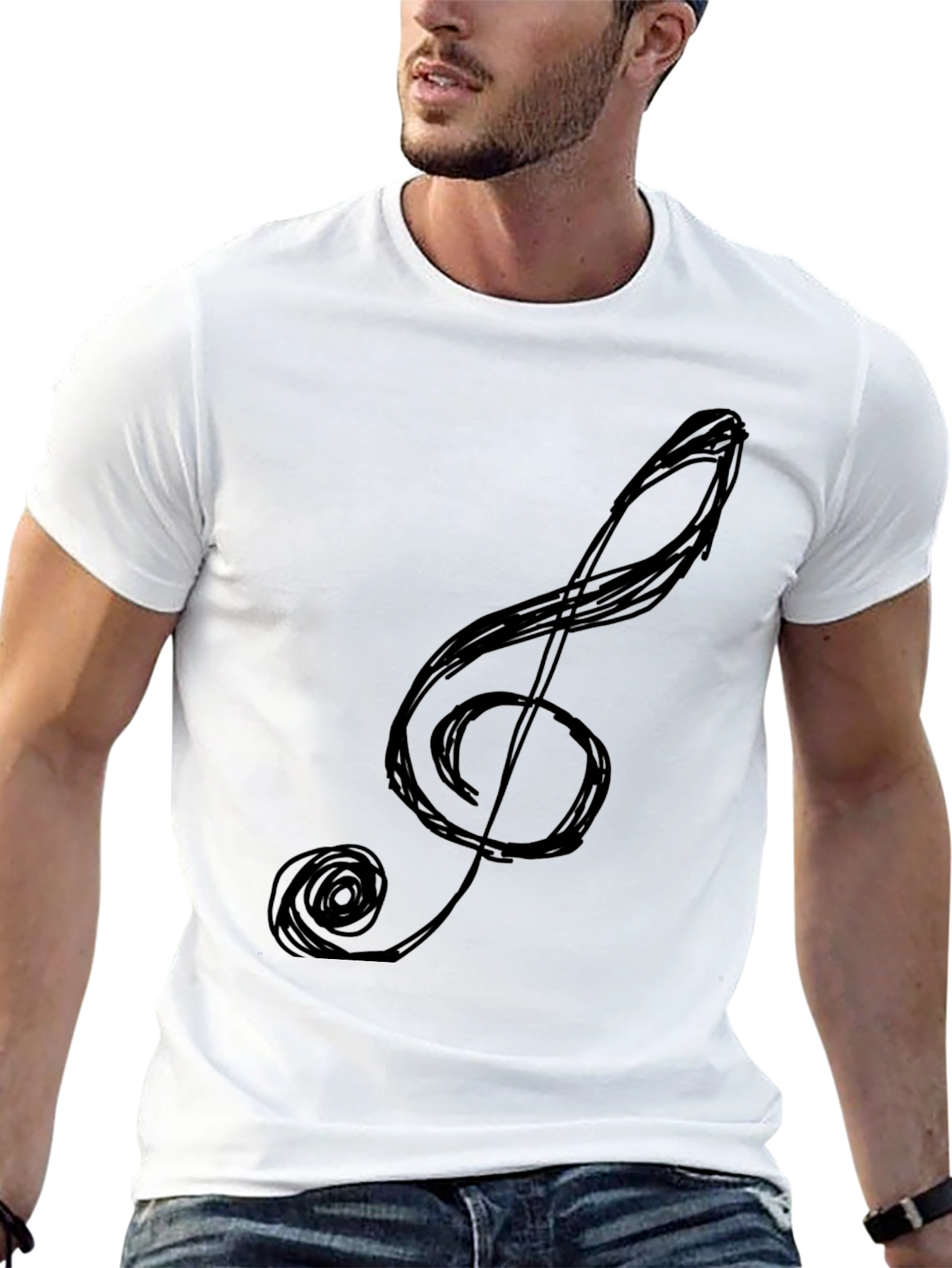 Black Treble Clef Graphic Tee - Black Cotton Comfort view 13