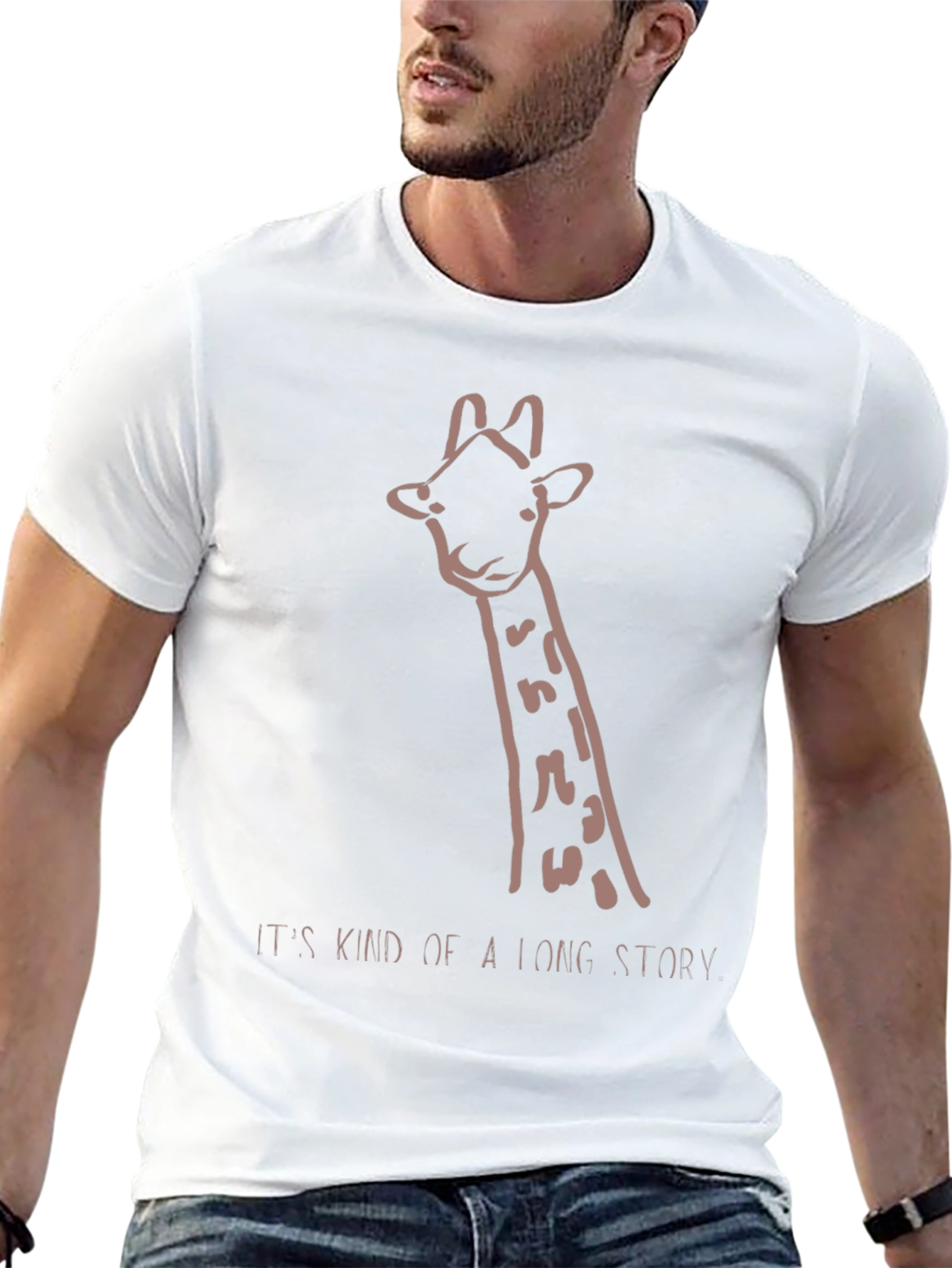 Black Giraffe Long Story Graphic Tee - Black Unisex T-Shirt view 13