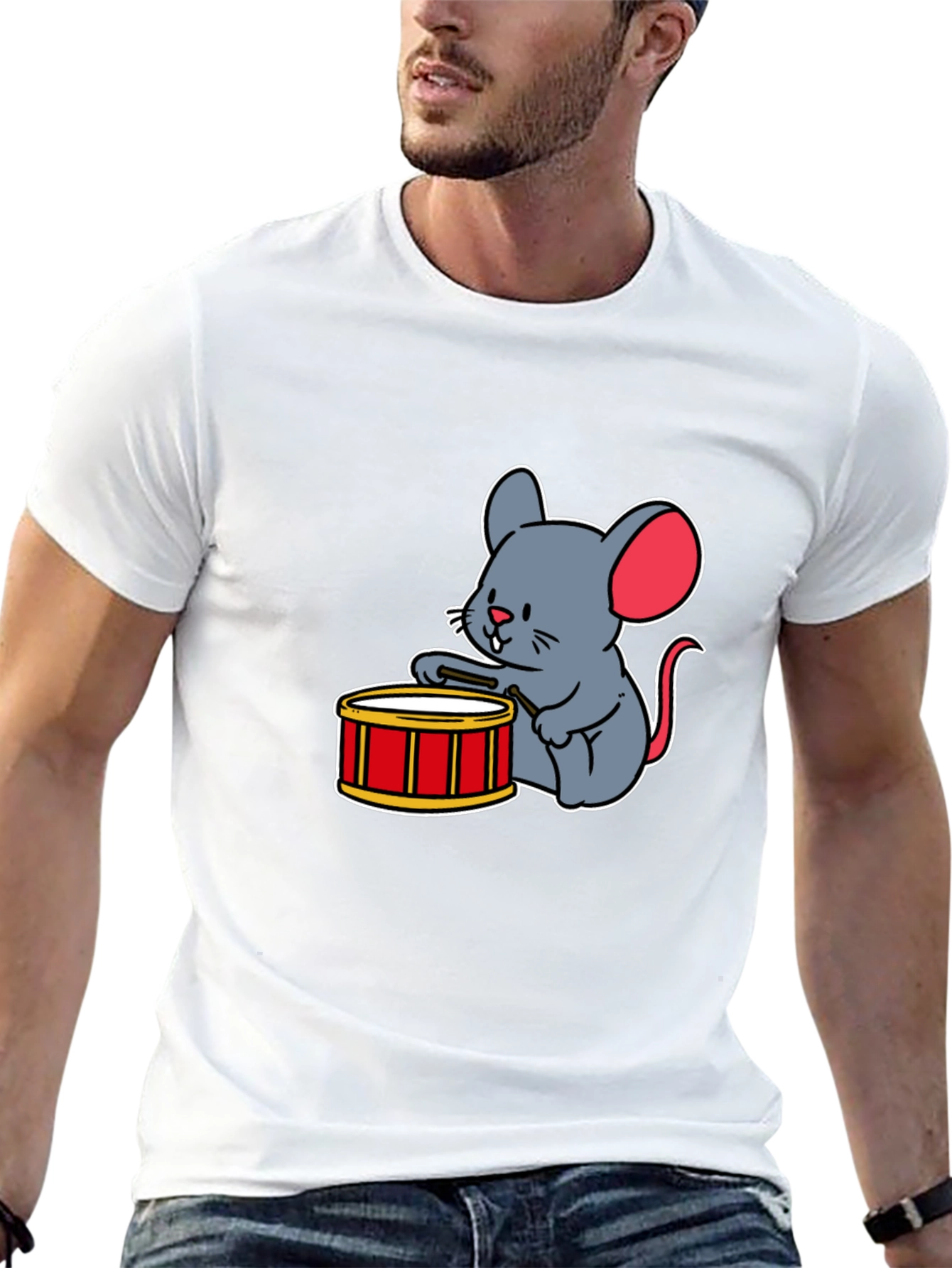 Black Mouse Drummer T-Shirt view 13