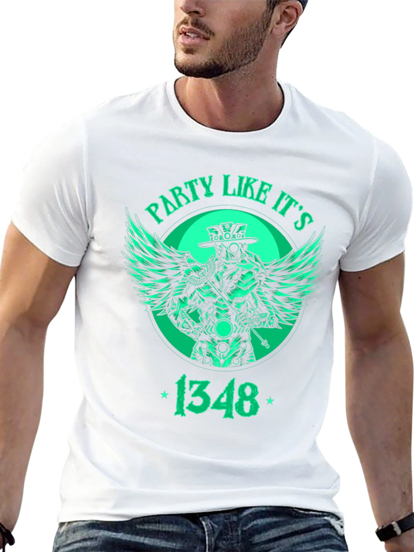 Black Party Like It's 1348 Plague Doctor T-Shirt view 13