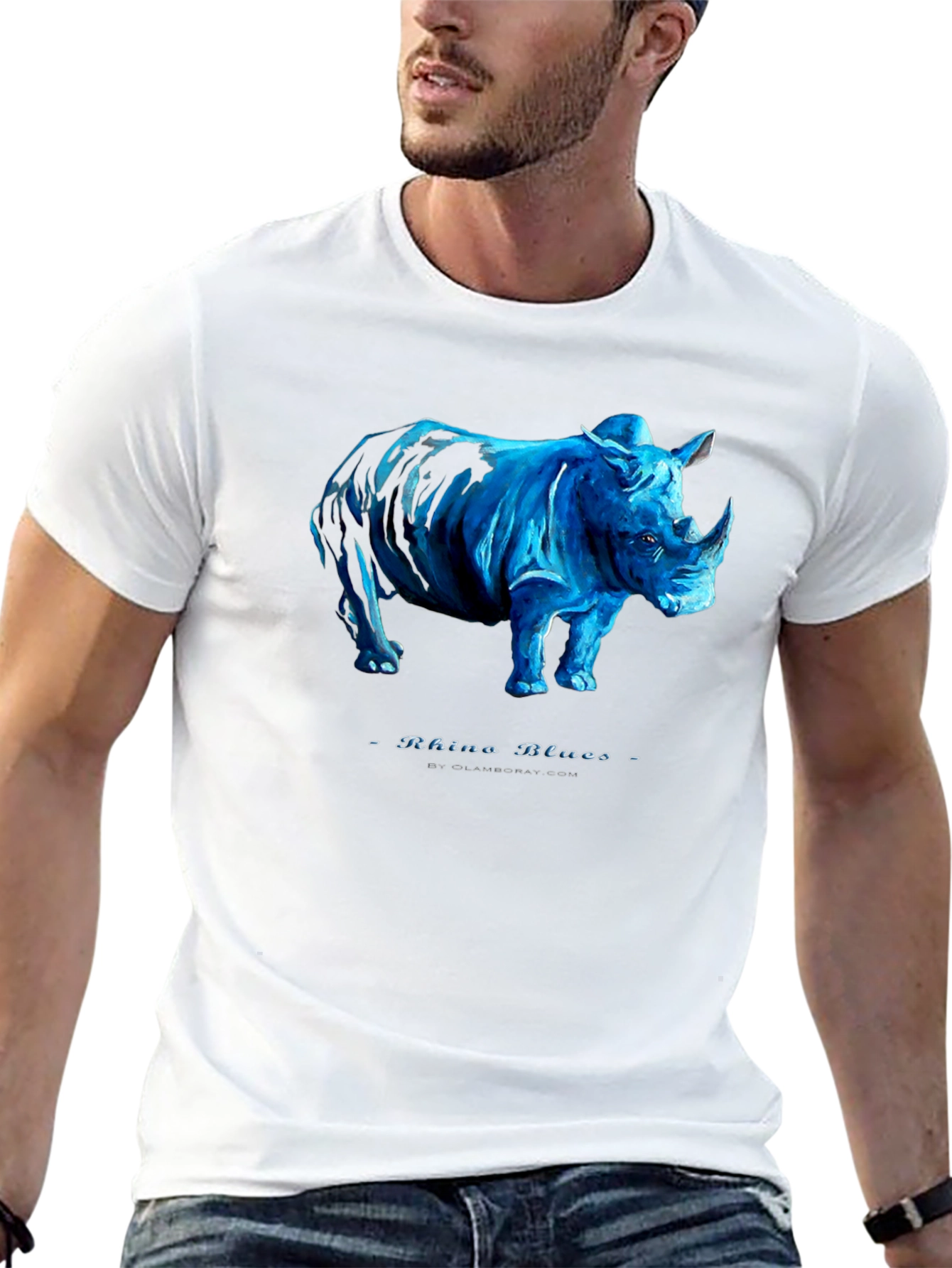 Black Rhino Blues Black T-Shirt - Unique Graphic Tee view 13