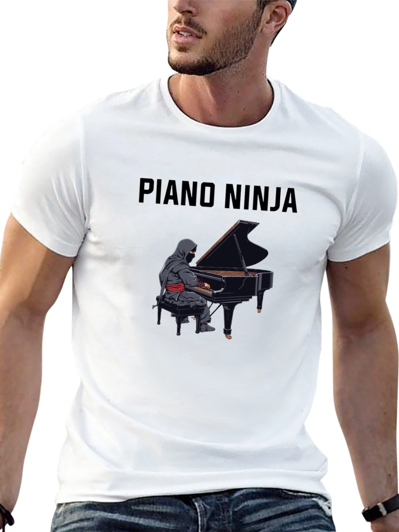 Black Piano Ninja Black T-Shirt - Musical Master Tee view 13