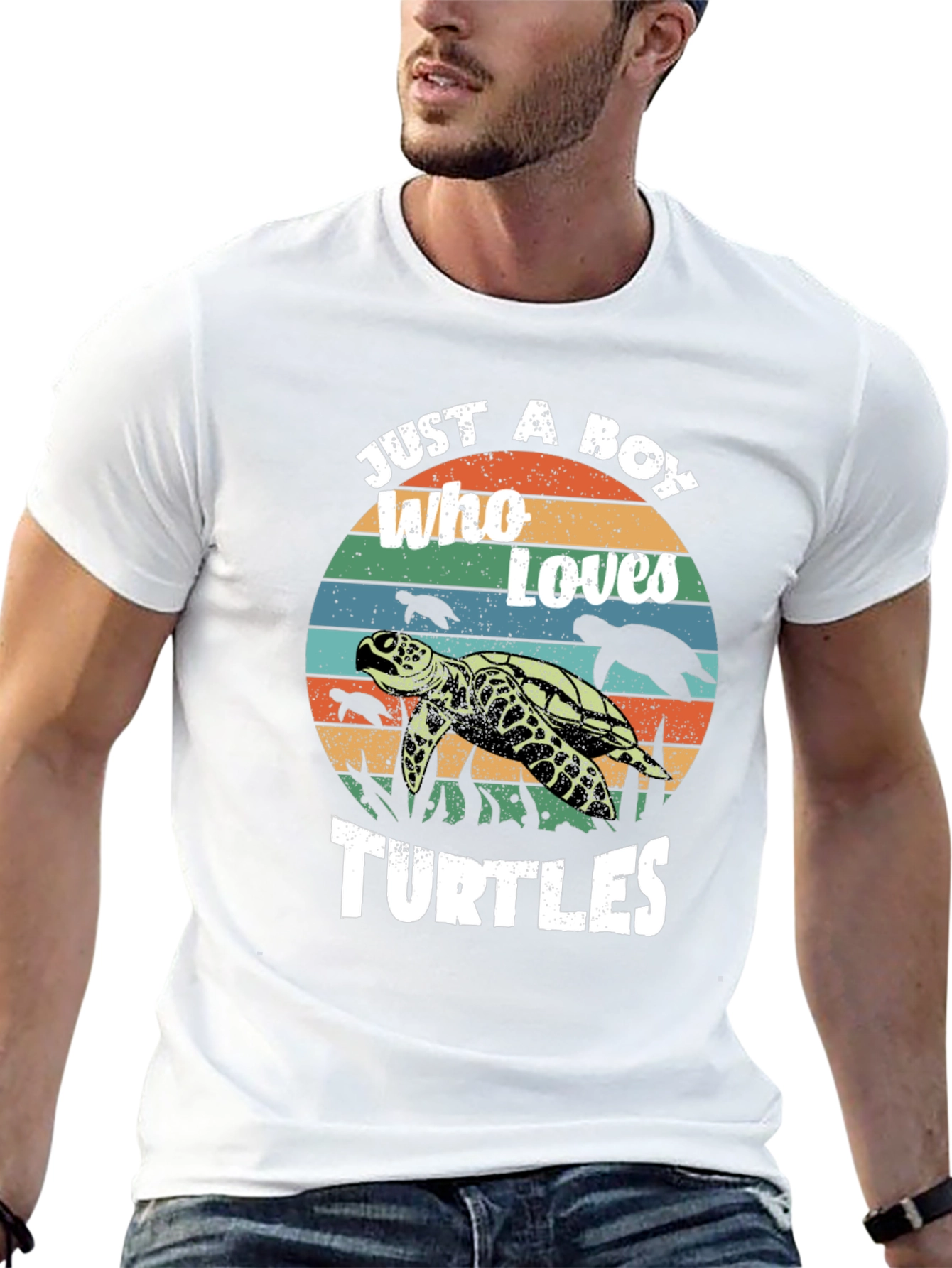 Black Just a Boy Who Loves Turtles Graphic Tee view 13
