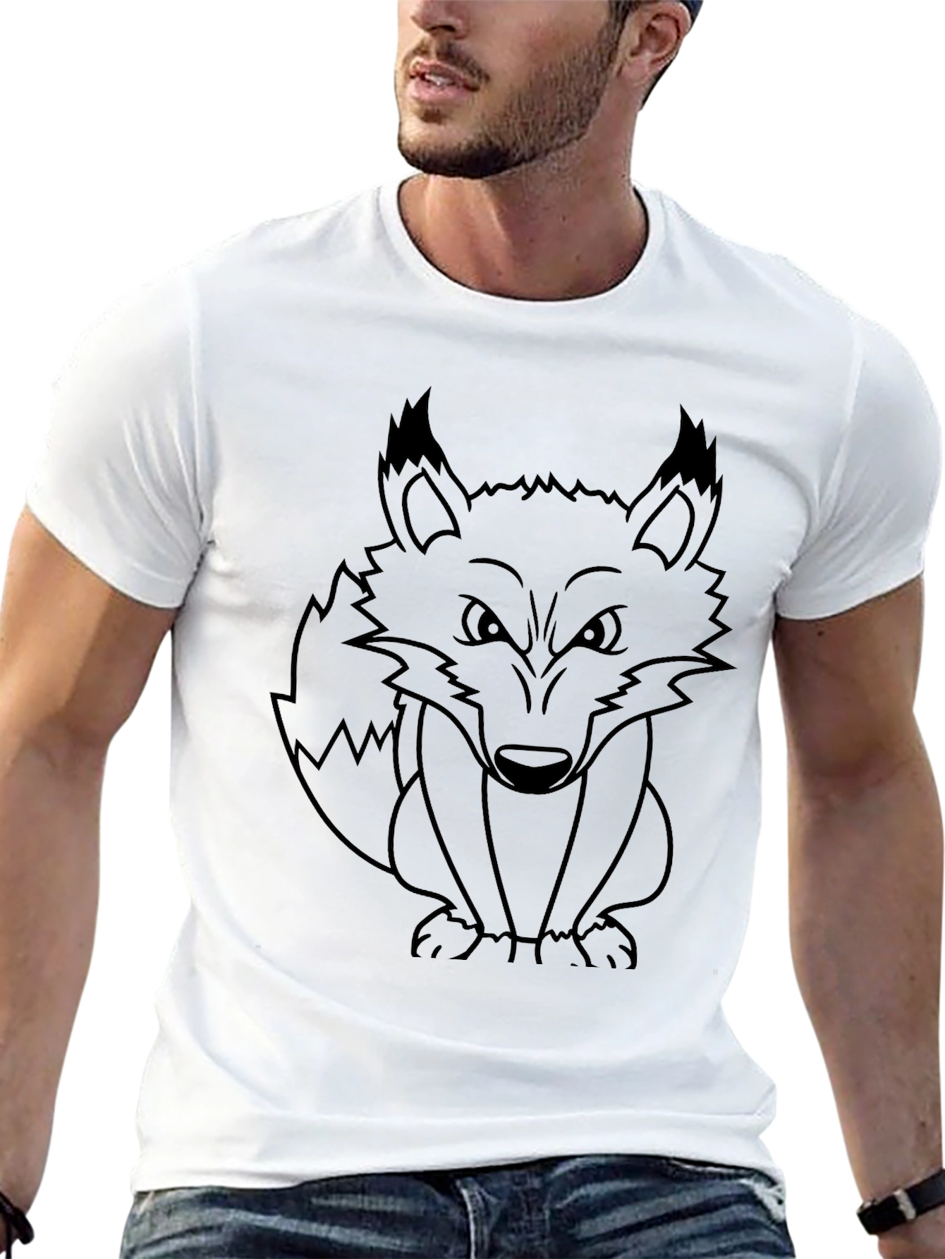 Black Fox Graphic Print Crew Neck T-Shirt view 13