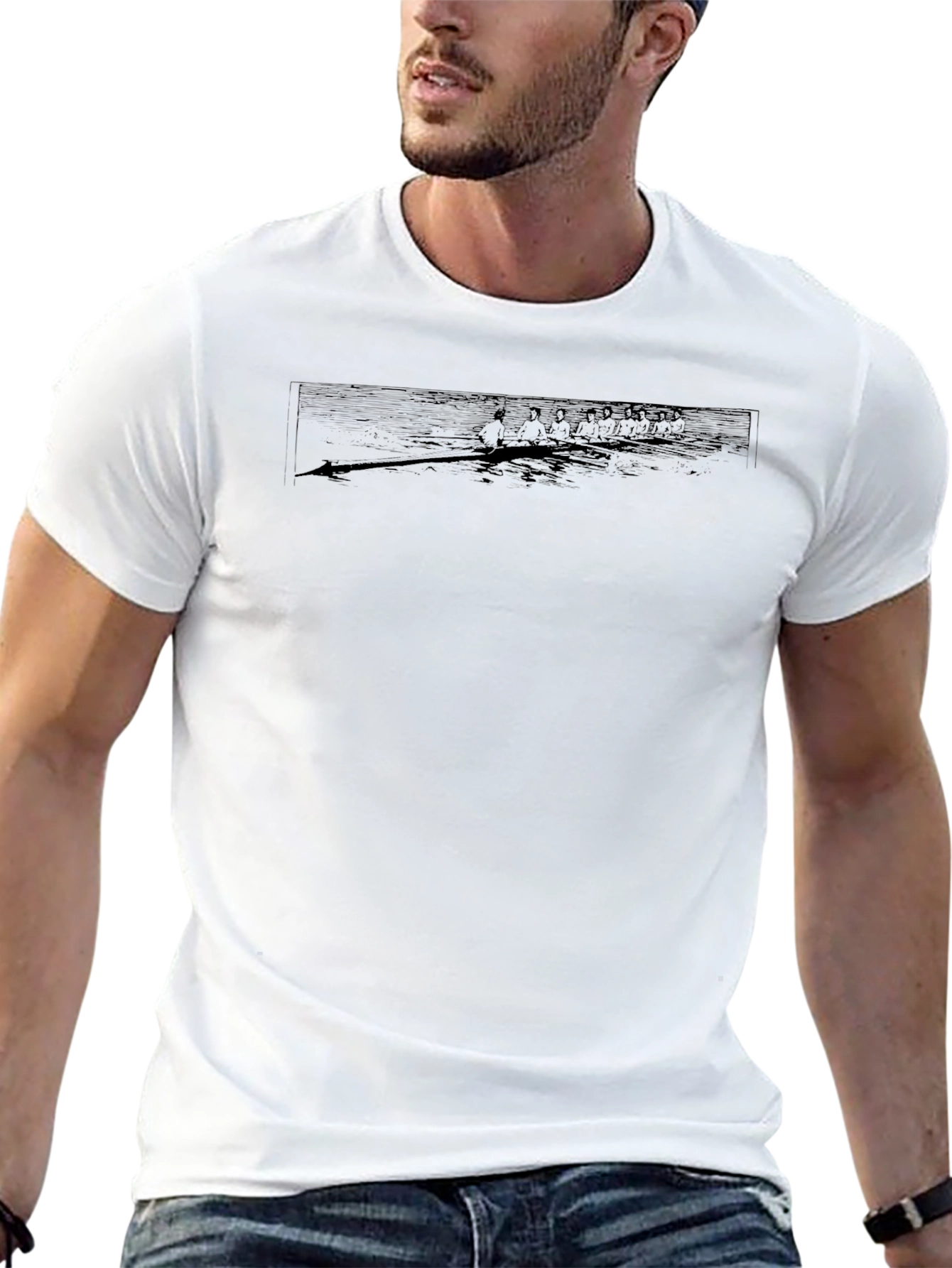 Black Rowing Team Graphic Tee - Classic Black T-Shirt view 13