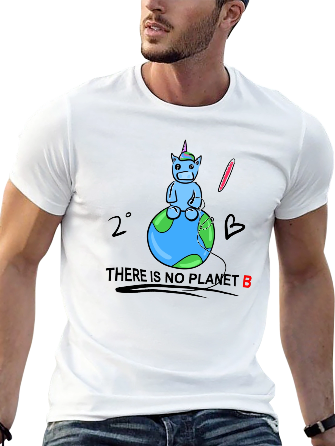 Black Save the Planet T-Shirt - Unicorn on Earth view 13