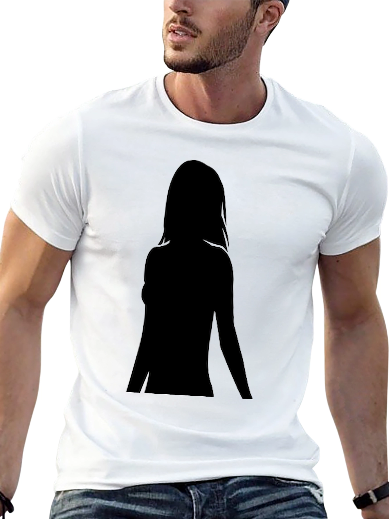 Black Silhouette Graphic Black T-Shirt - Unisex view 13