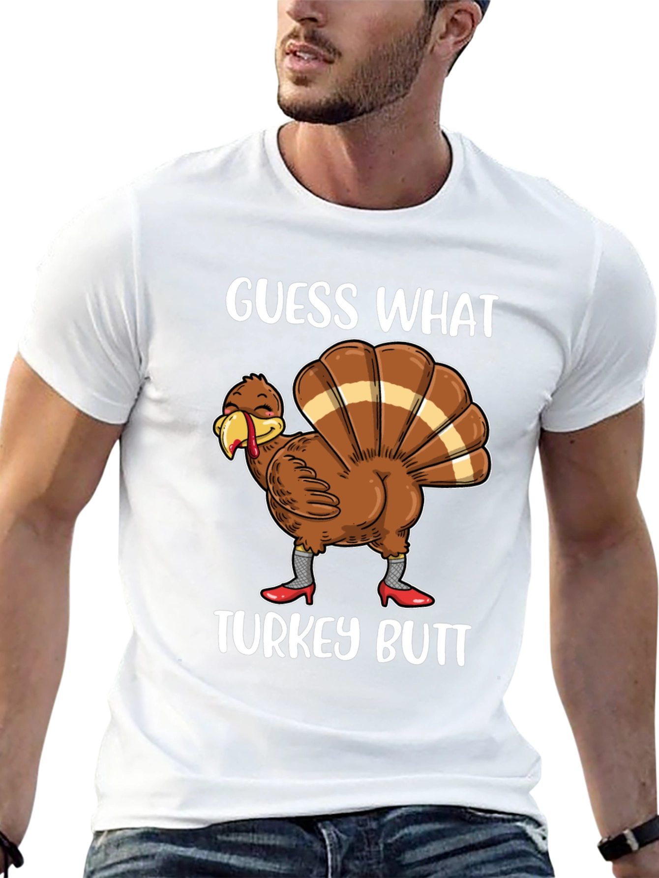 Black Guess What Turkey Butt Shirt view 13