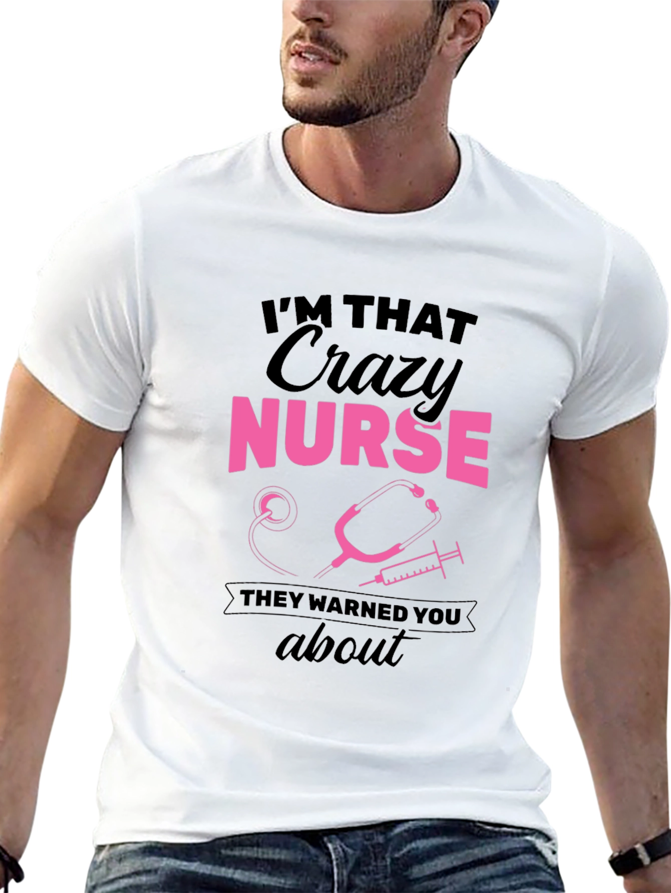 Black Crazy Nurse Graphic Tee - Funny Nurse T-Shirt view 13