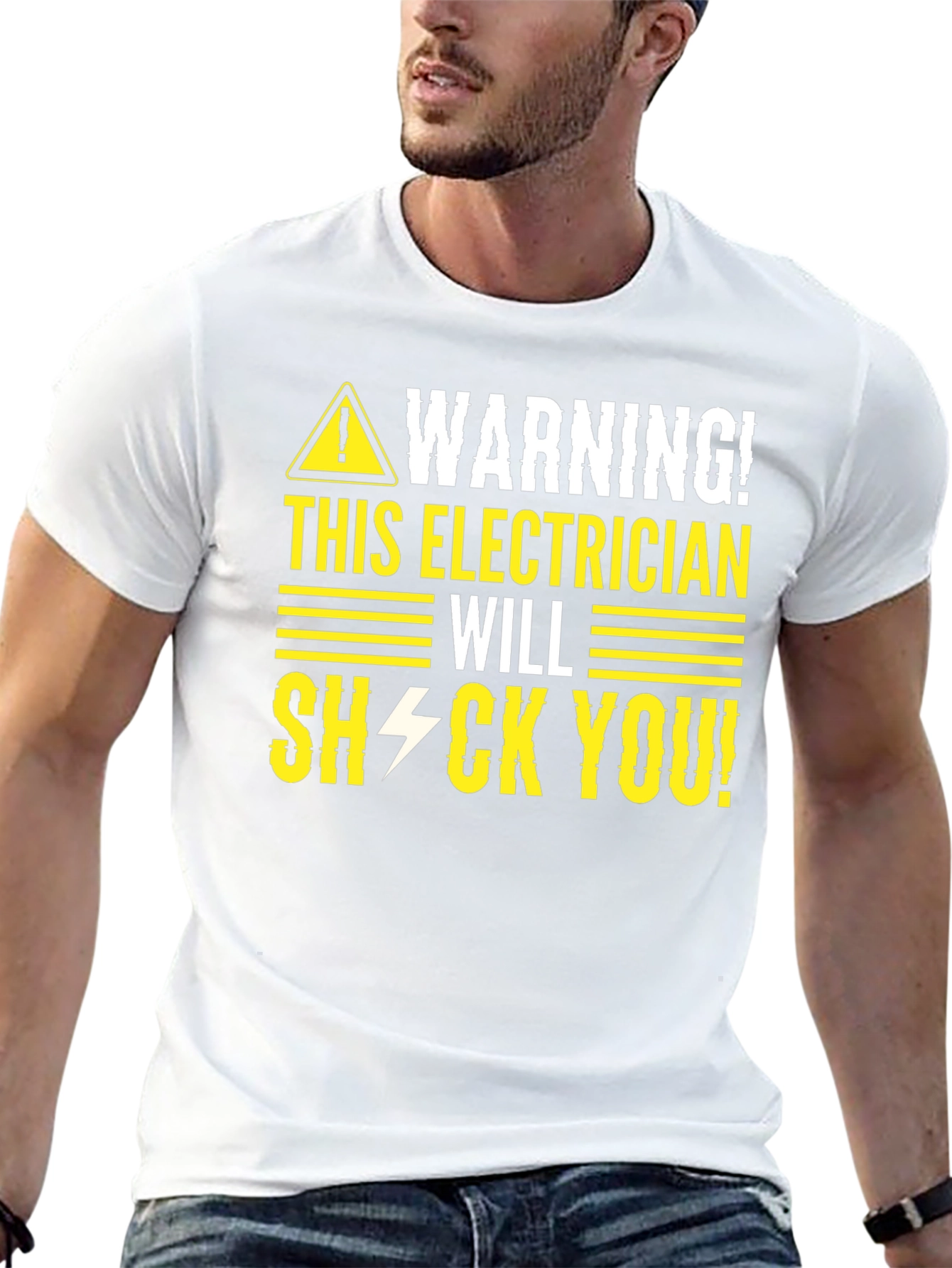 Black Warning Electrician Shock T-Shirt view 13