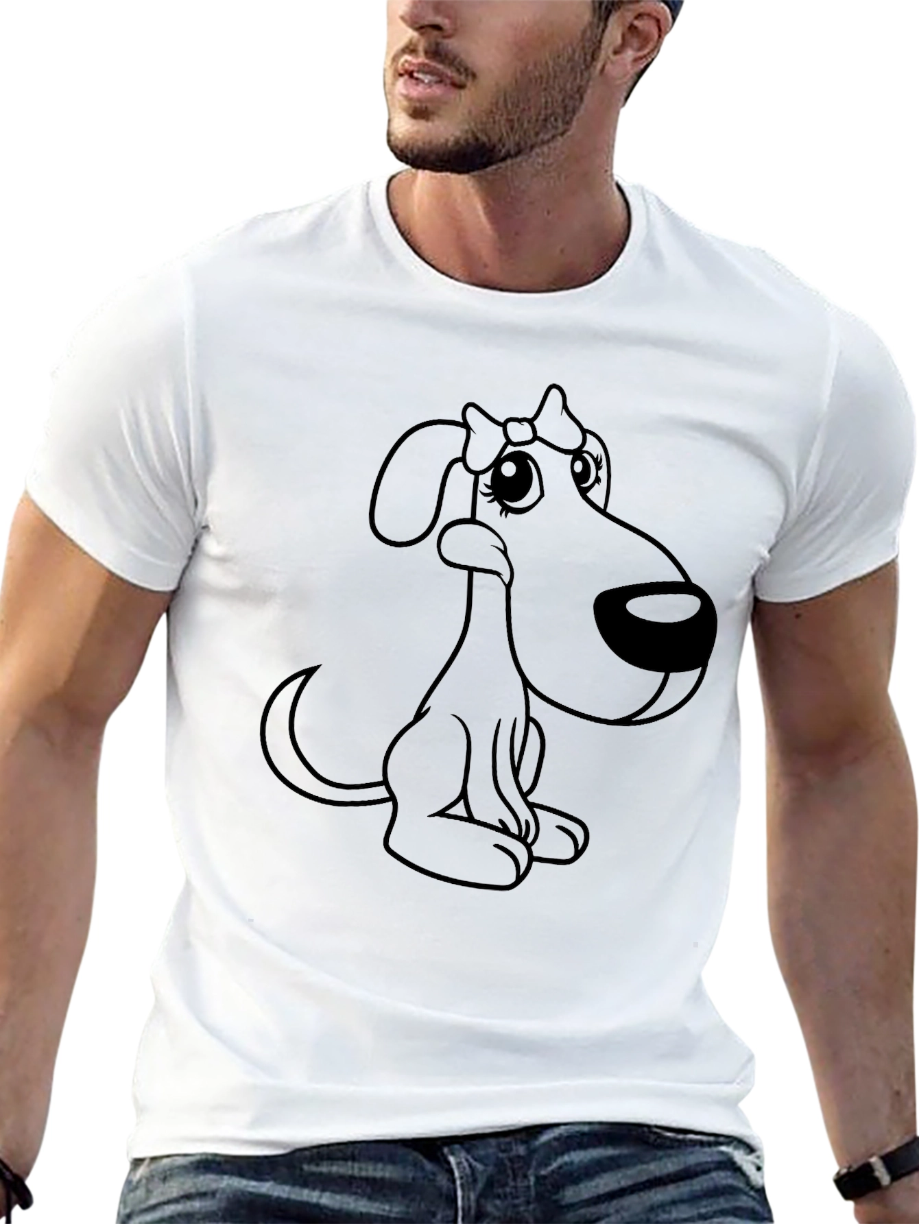 Black Cute Cartoon Dog Graphic T-Shirt view 13