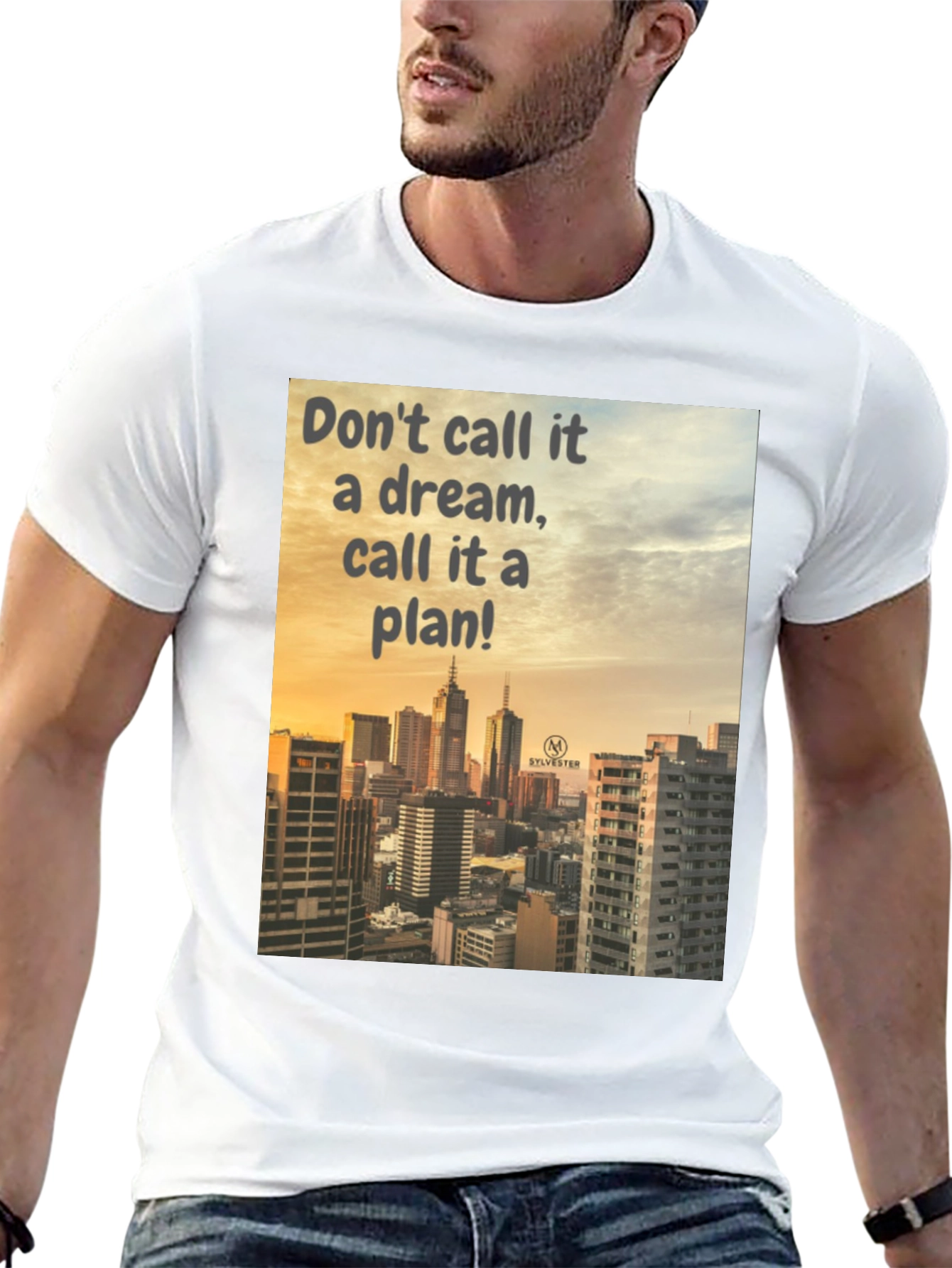 Black Dream to Plan Black T-Shirt: Cityscape Motivation view 13