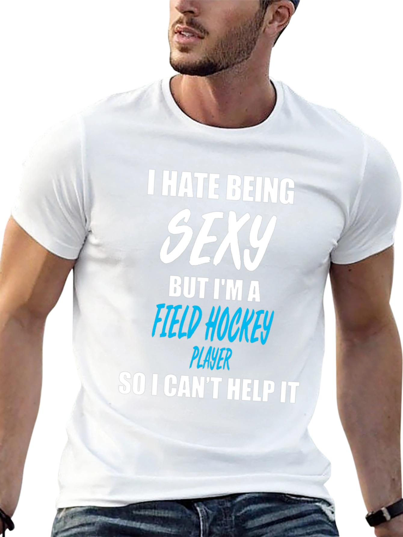Black Funny Field Hockey Player T-Shirt - I Hate Being Sexy view 13