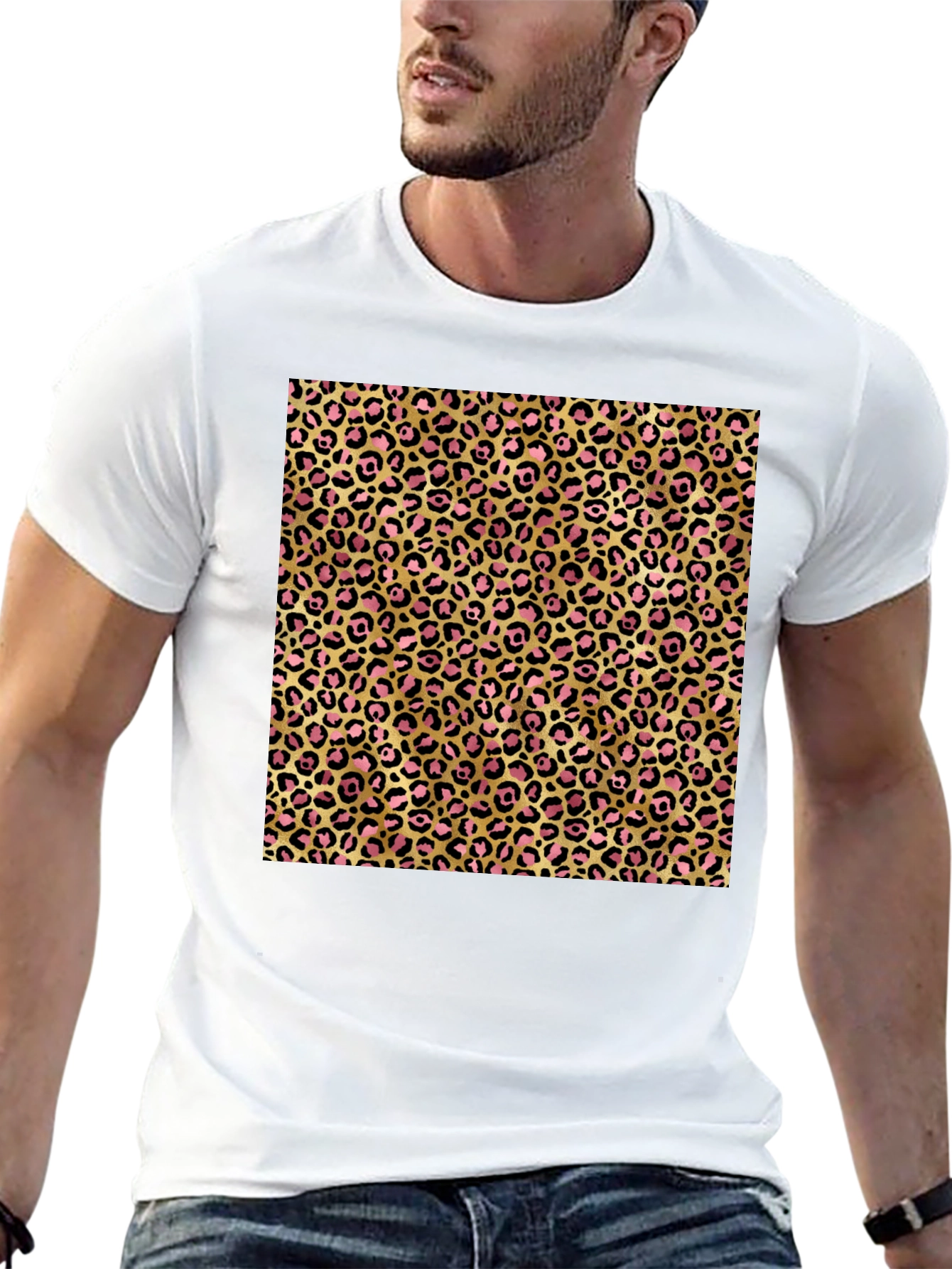 Black Leopard Print Graphic Tee - Gold & Pink view 13