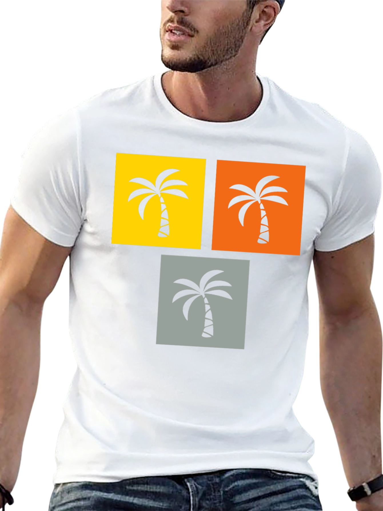 Black Tropical Palm Tree Graphic Tee - Black view 13