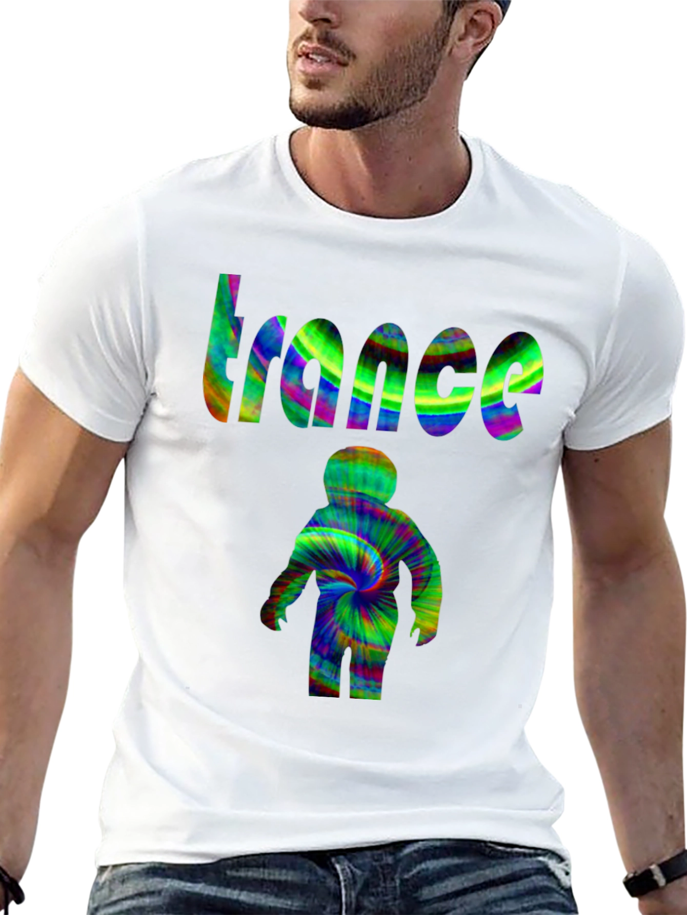 Black Trance Psychedelic Tie-Dye Graphic Tee view 13